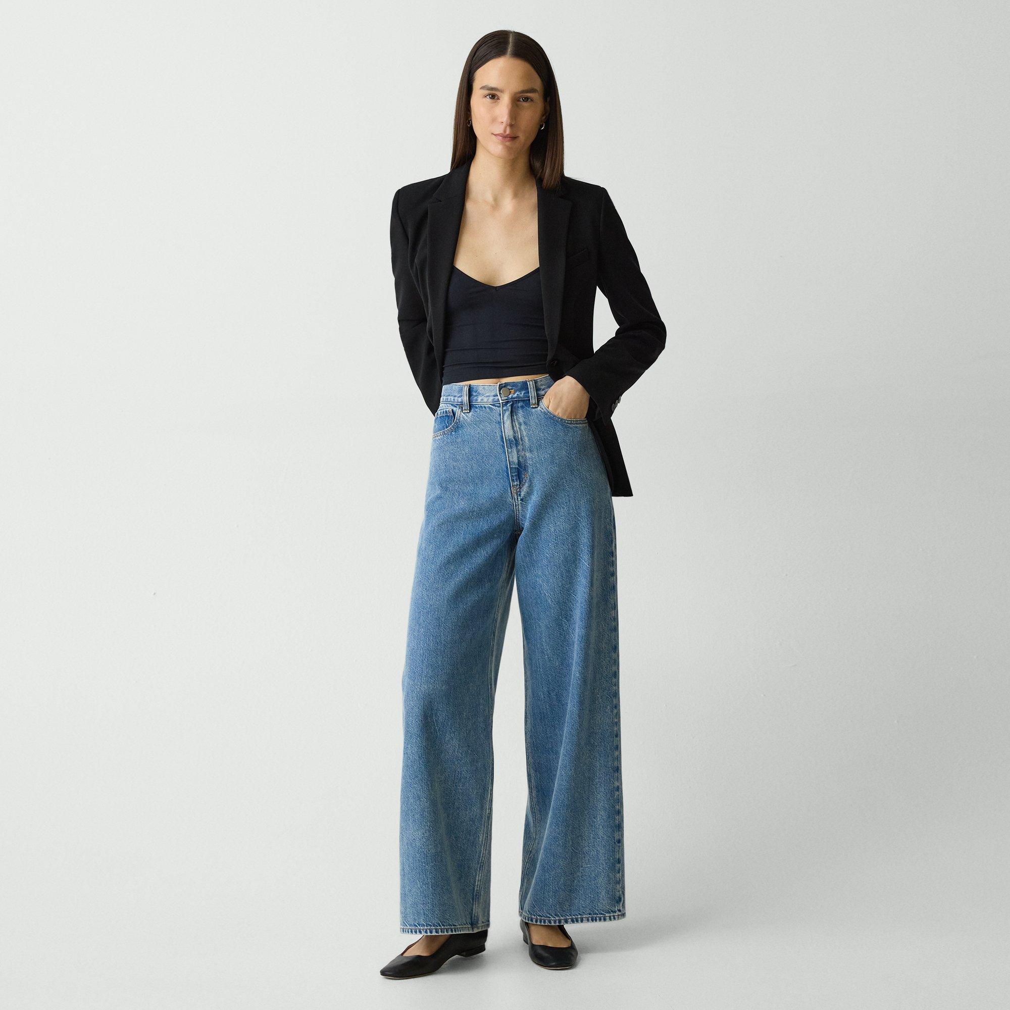 Theory High-waisted Wide-leg Pant In Relaxed Denim In Ice Blue