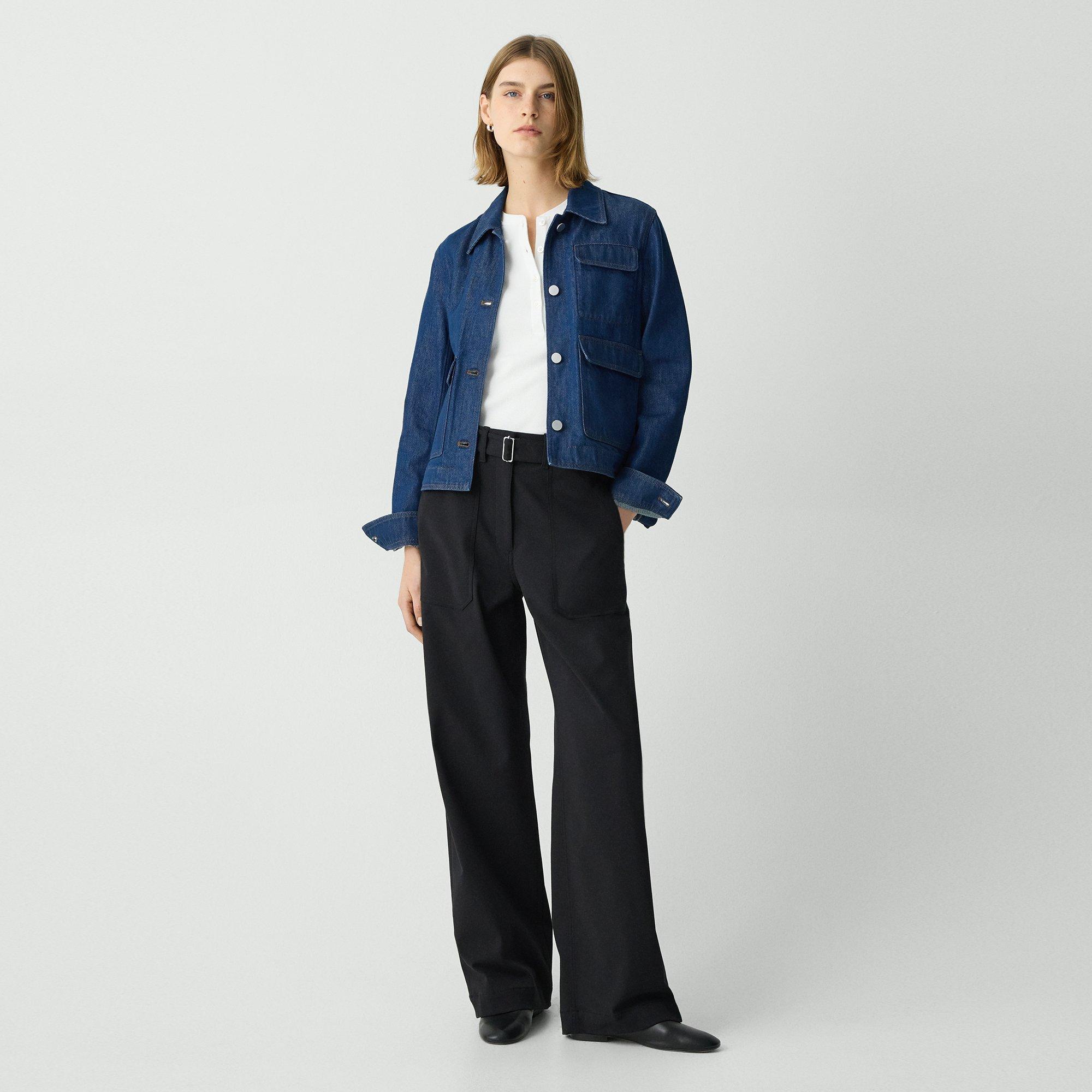 Theory Utility Wide-leg Pant In Neoteric Twill In Black