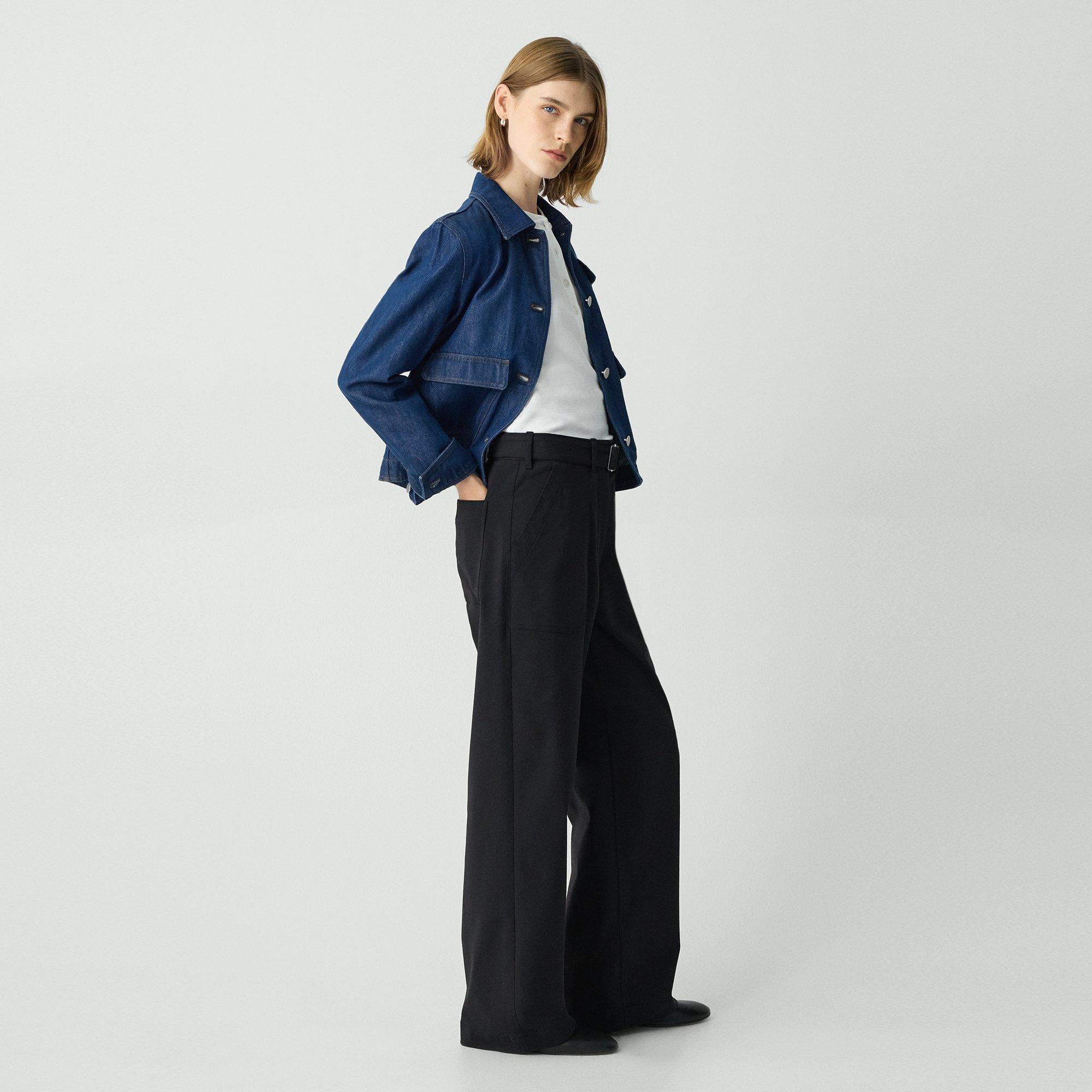 Theory Utility Wide-leg Pant In Neoteric Twill In Black