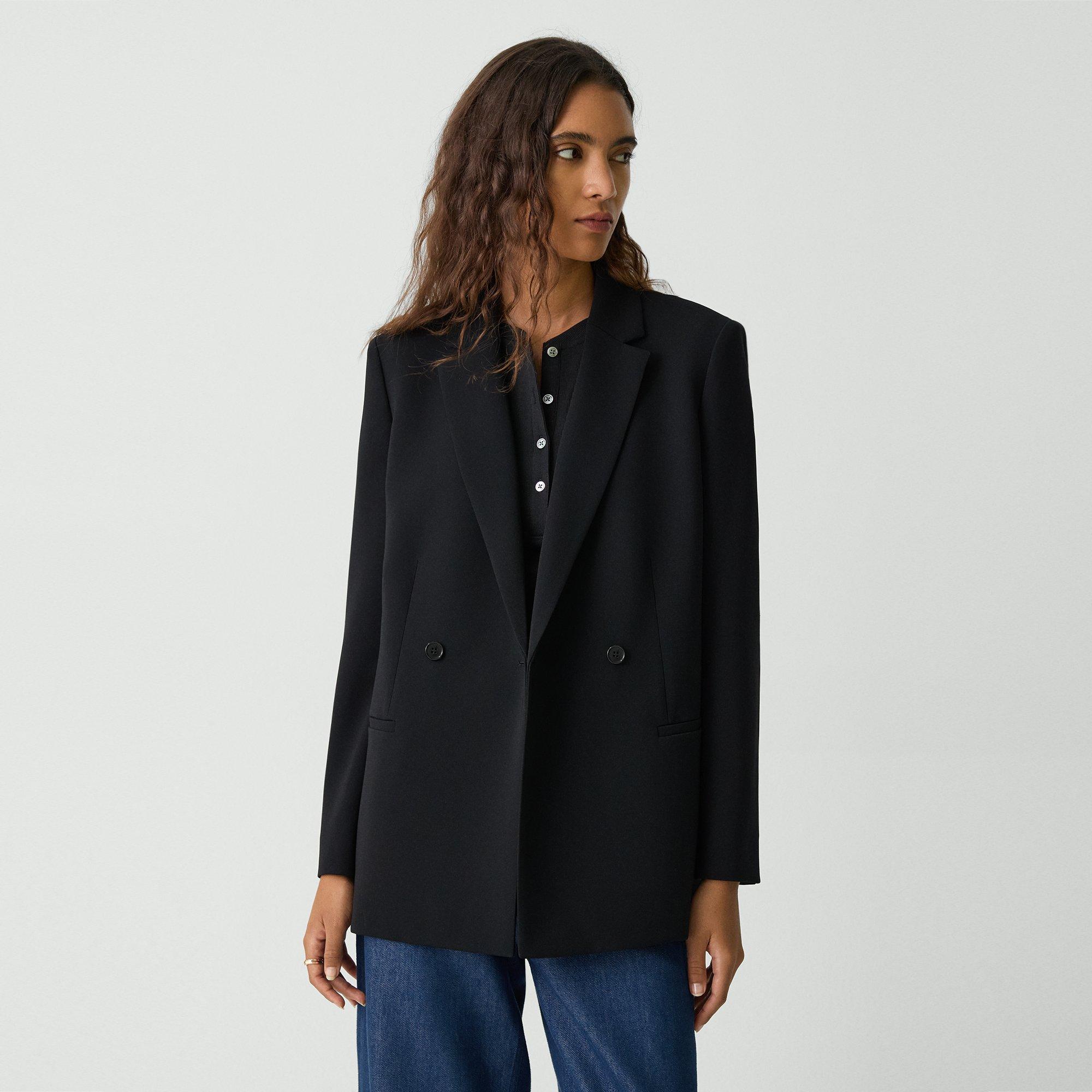 THEORY RELAXED DOUBLE-BREASTED BLAZER IN ADMIRAL CREPE 
