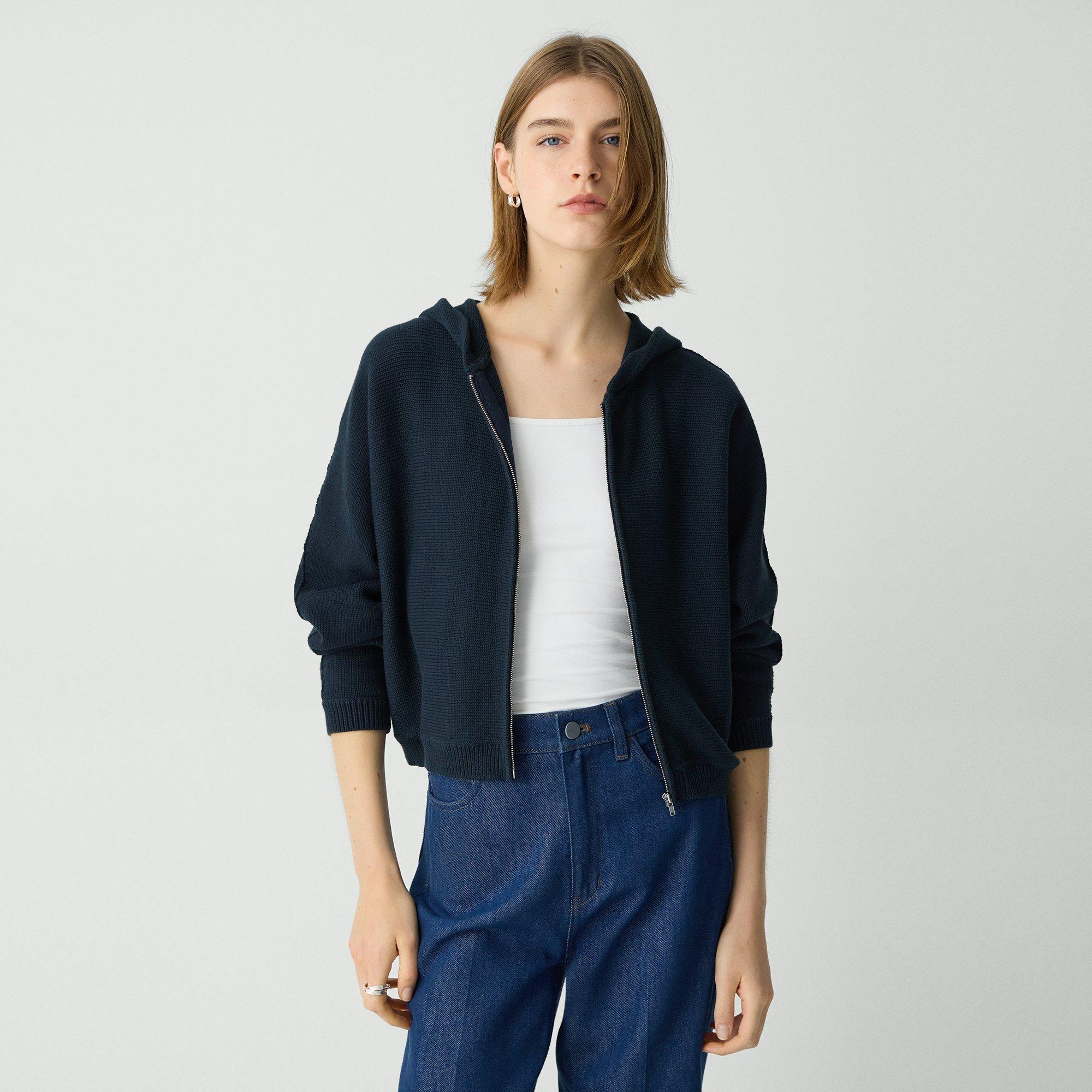 Theory Knit Sweatshirt With Zipper In Navy
