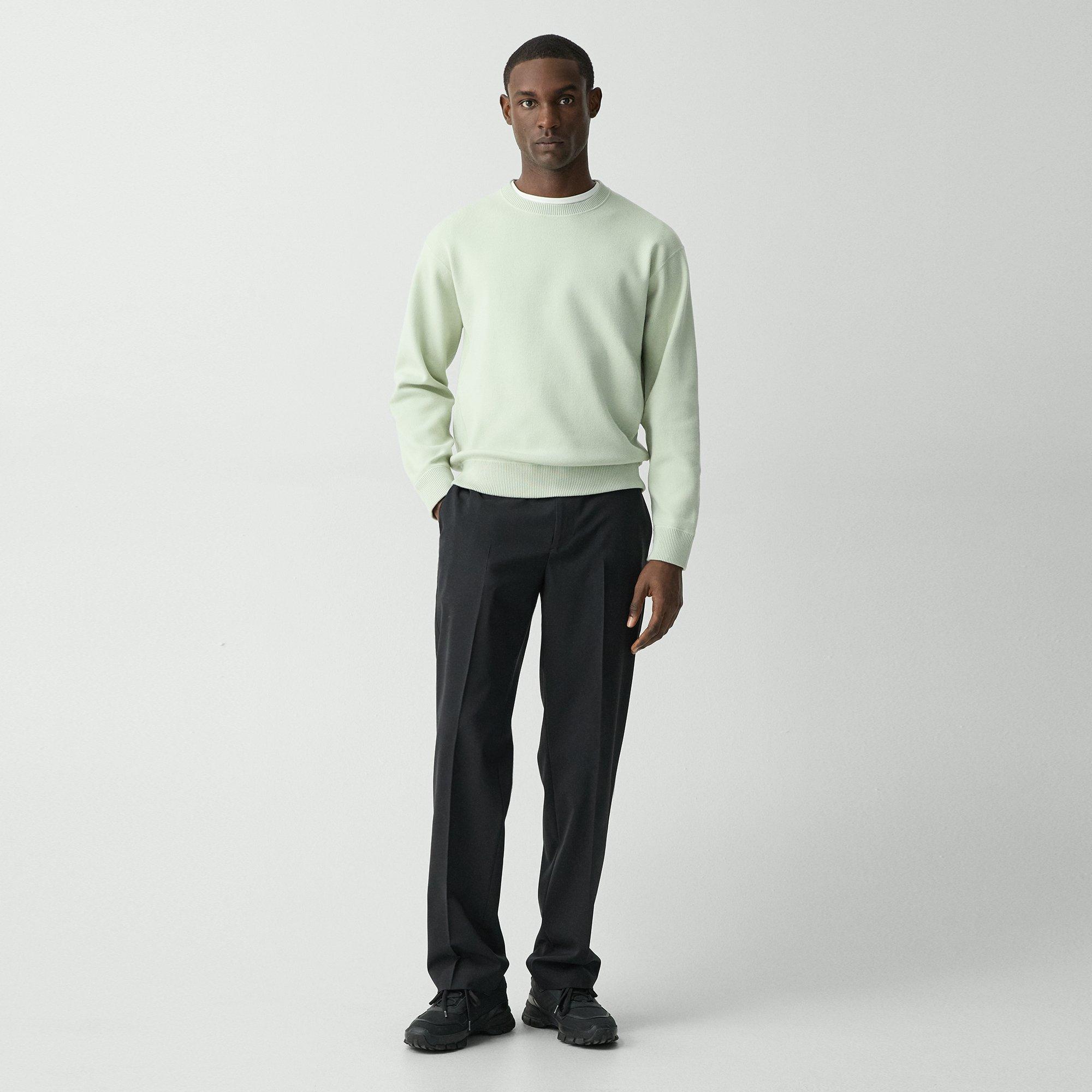 Theory Straight-leg Pant In Stretch Wool In Deep Black