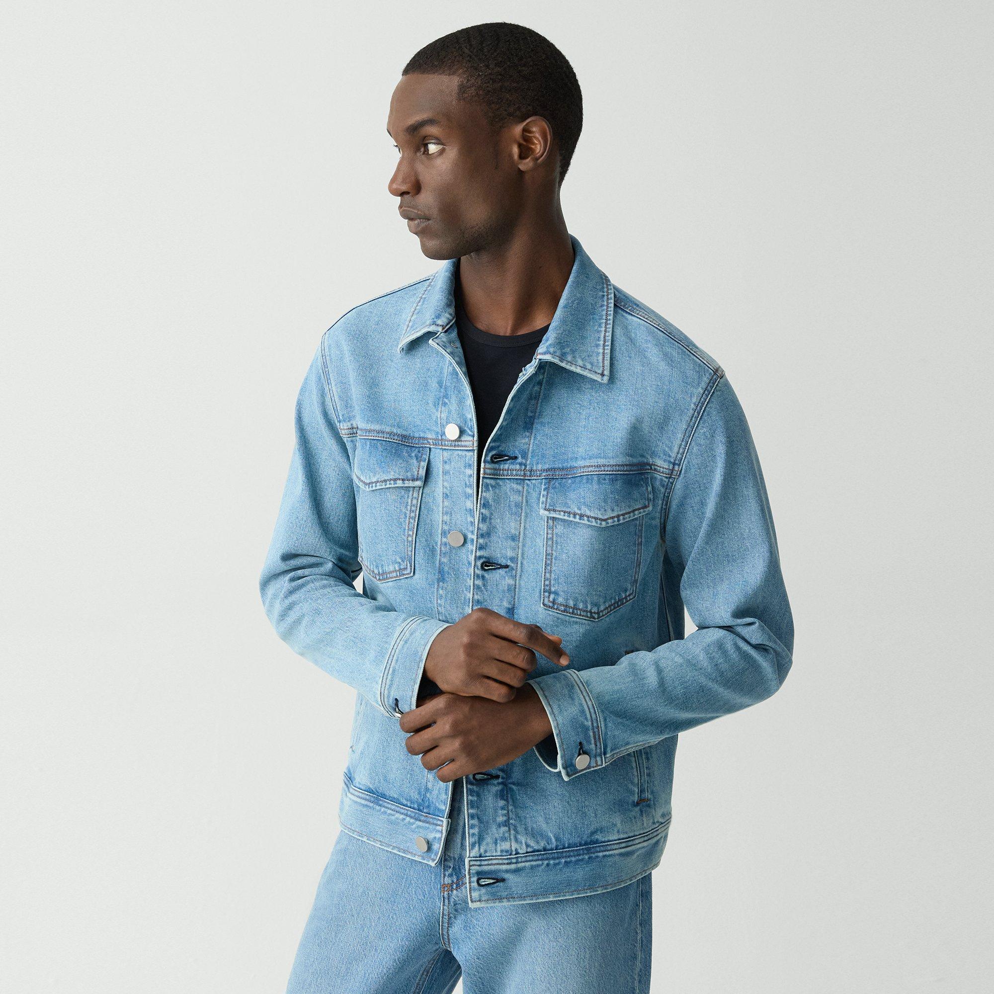 Theory City Trucker Jacket In Stretch Denim In Super Light Wash