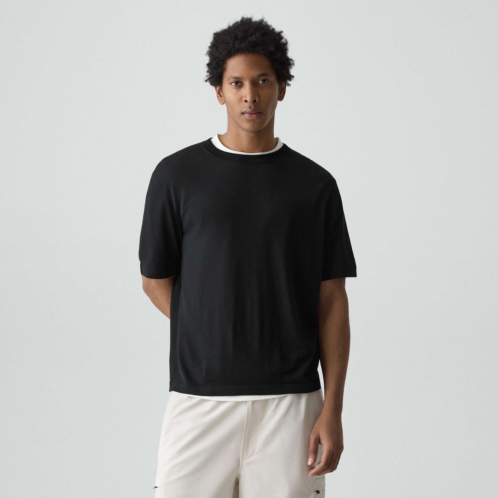 Theory Relaxed Sweater Tee In Regal Wool In Black