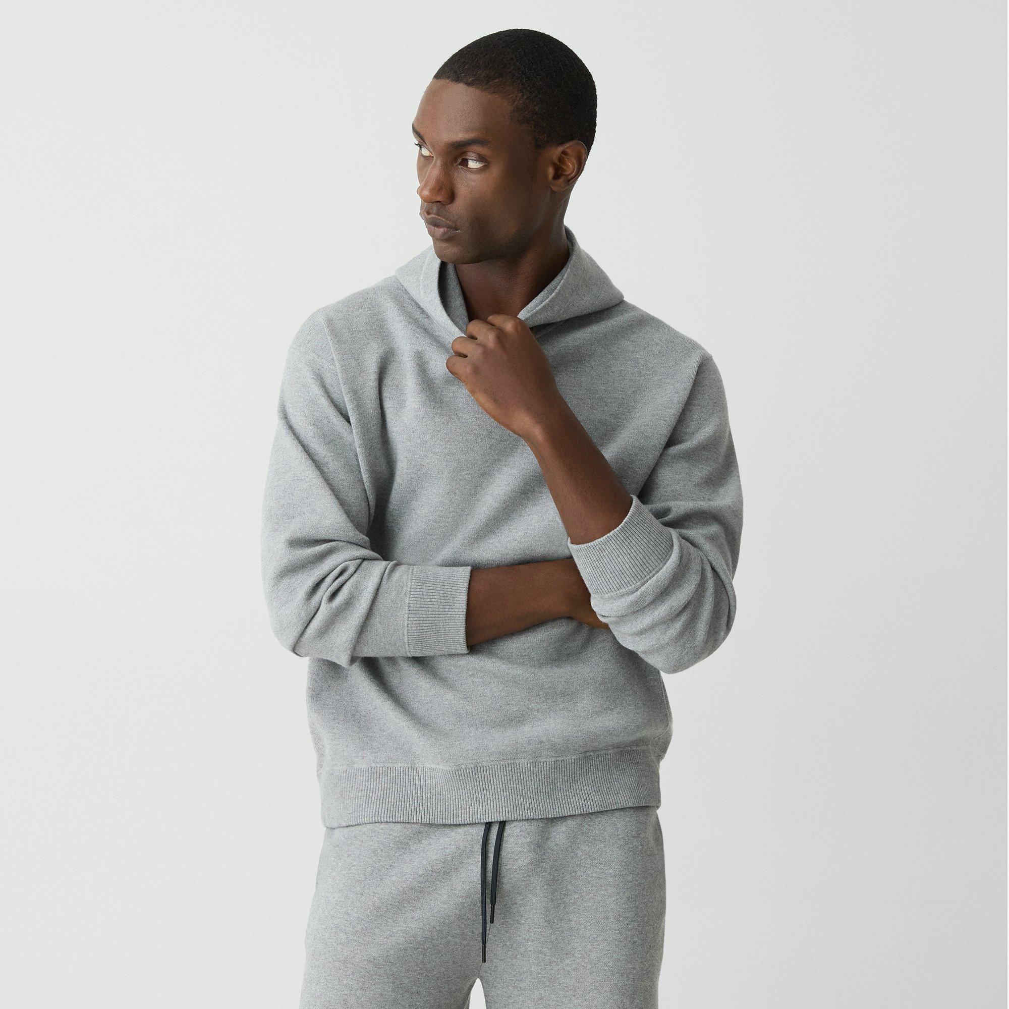 Theory Relaxed Hoodie In Light Bilen In Melange Grey