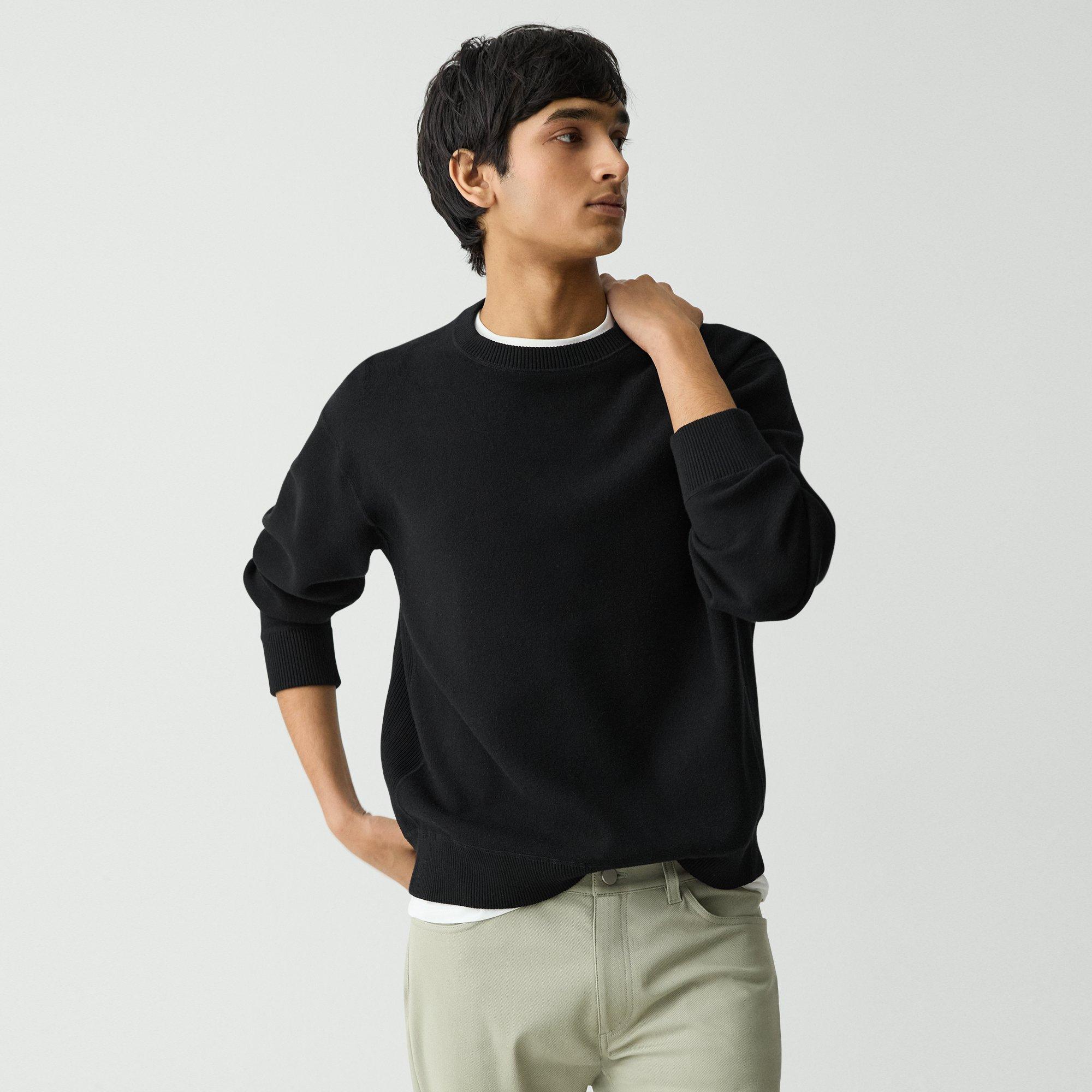 Theory Relaxed Crewneck Sweatshirt In Light Bilen In Black