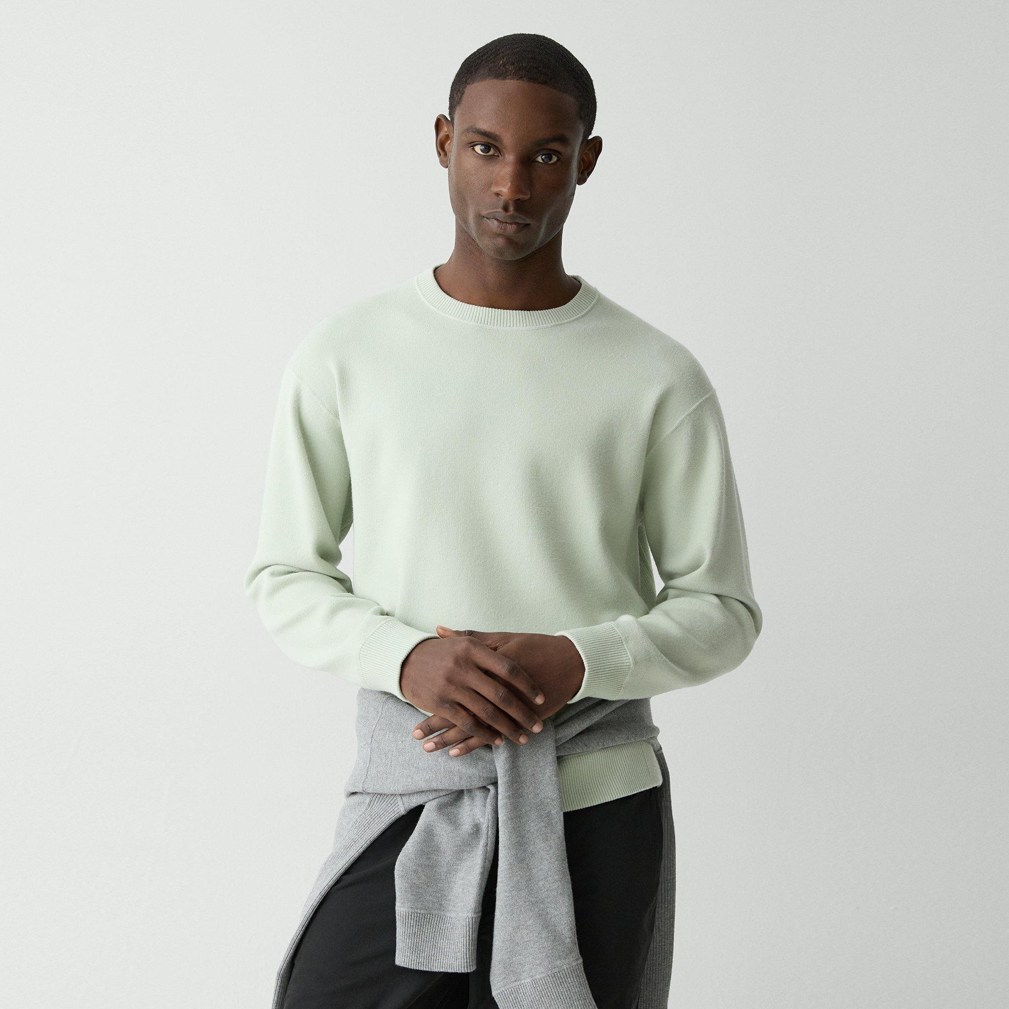 Theory Relaxed Crewneck Sweatshirt In Light Bilen In Light Greenstone