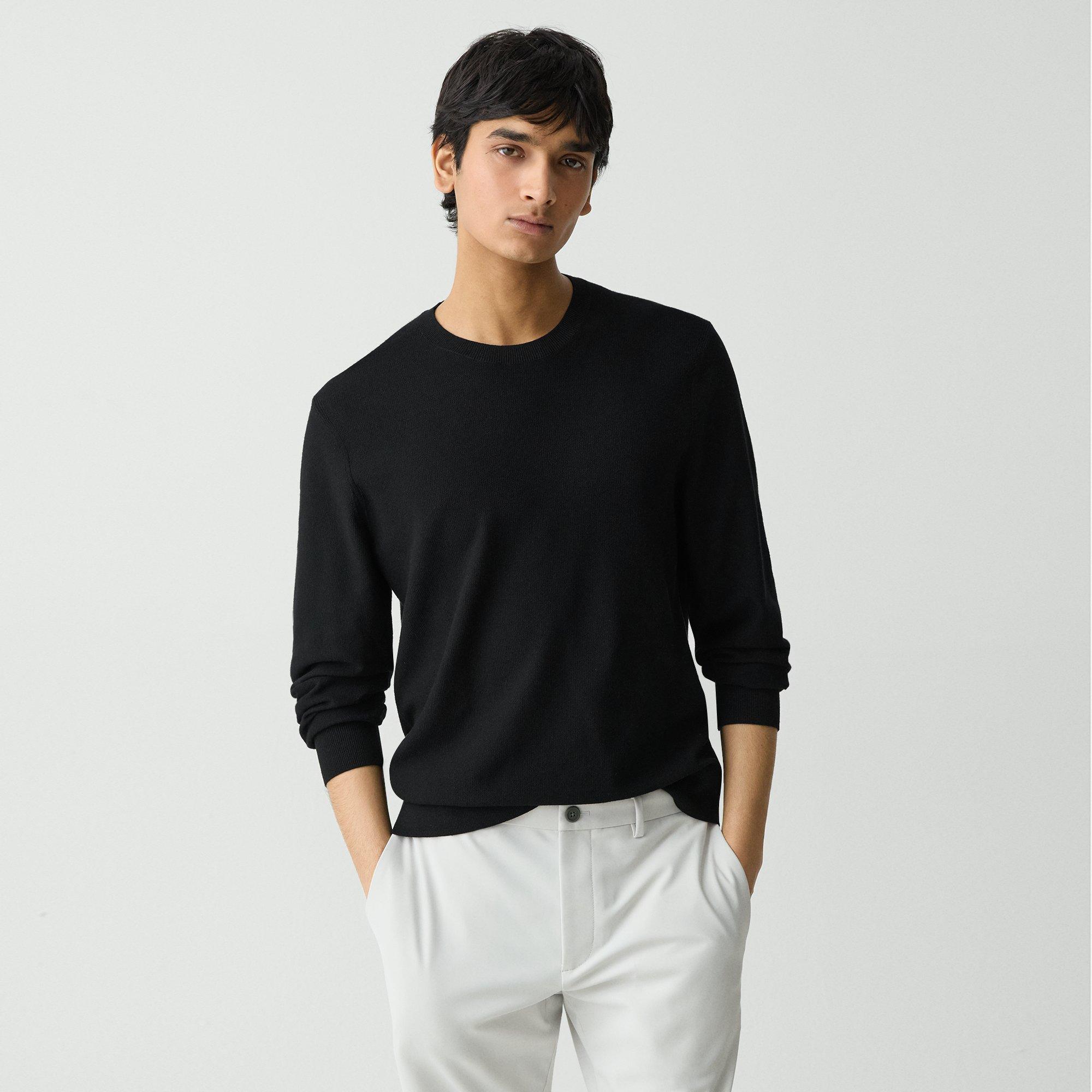 Theory Riland Crewneck Sweater In Light Bilen In Black