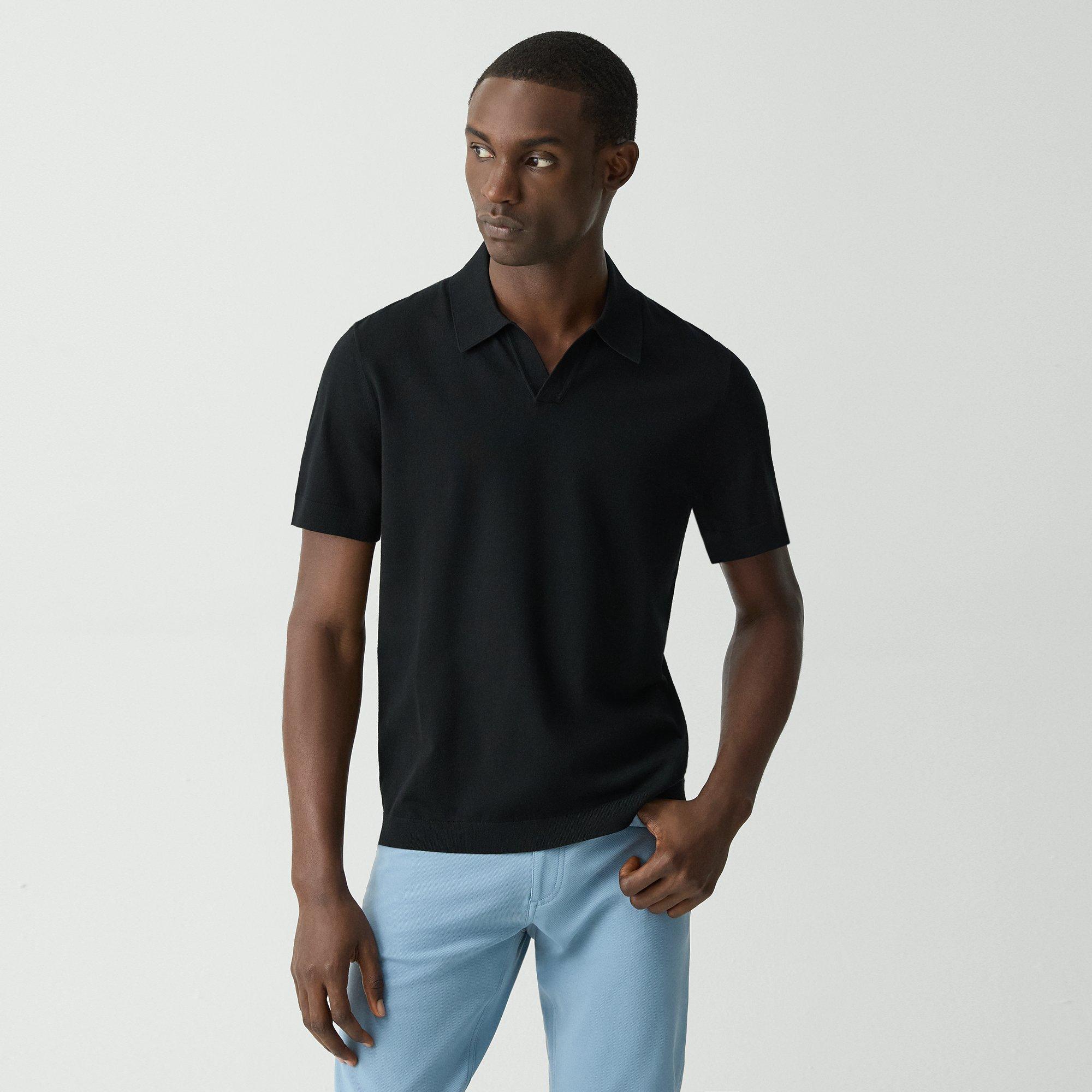 Theory Brenan Polo Shirt In Light Bilen In Black