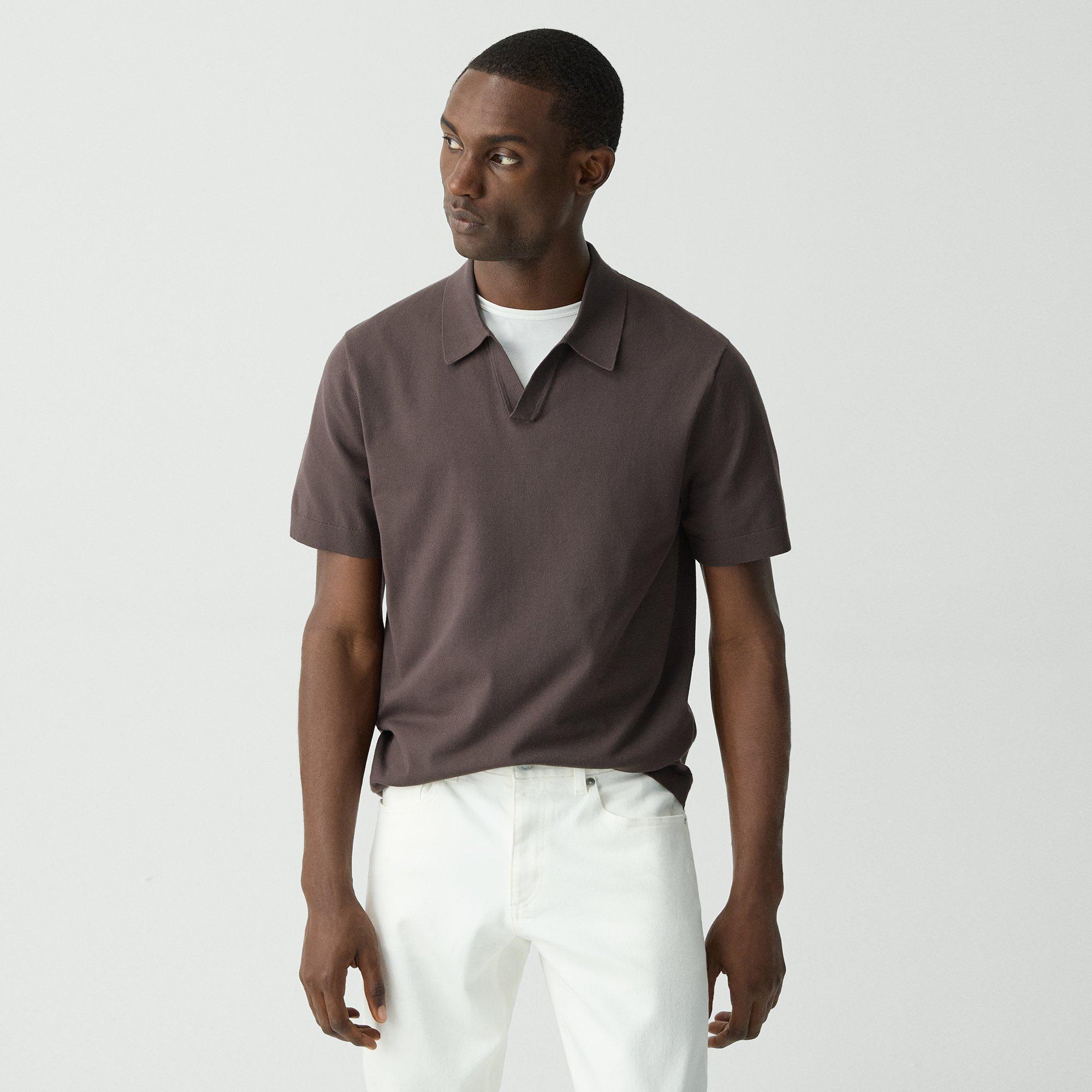 Theory Brenan Polo Shirt In Light Bilen In Dark Mocha