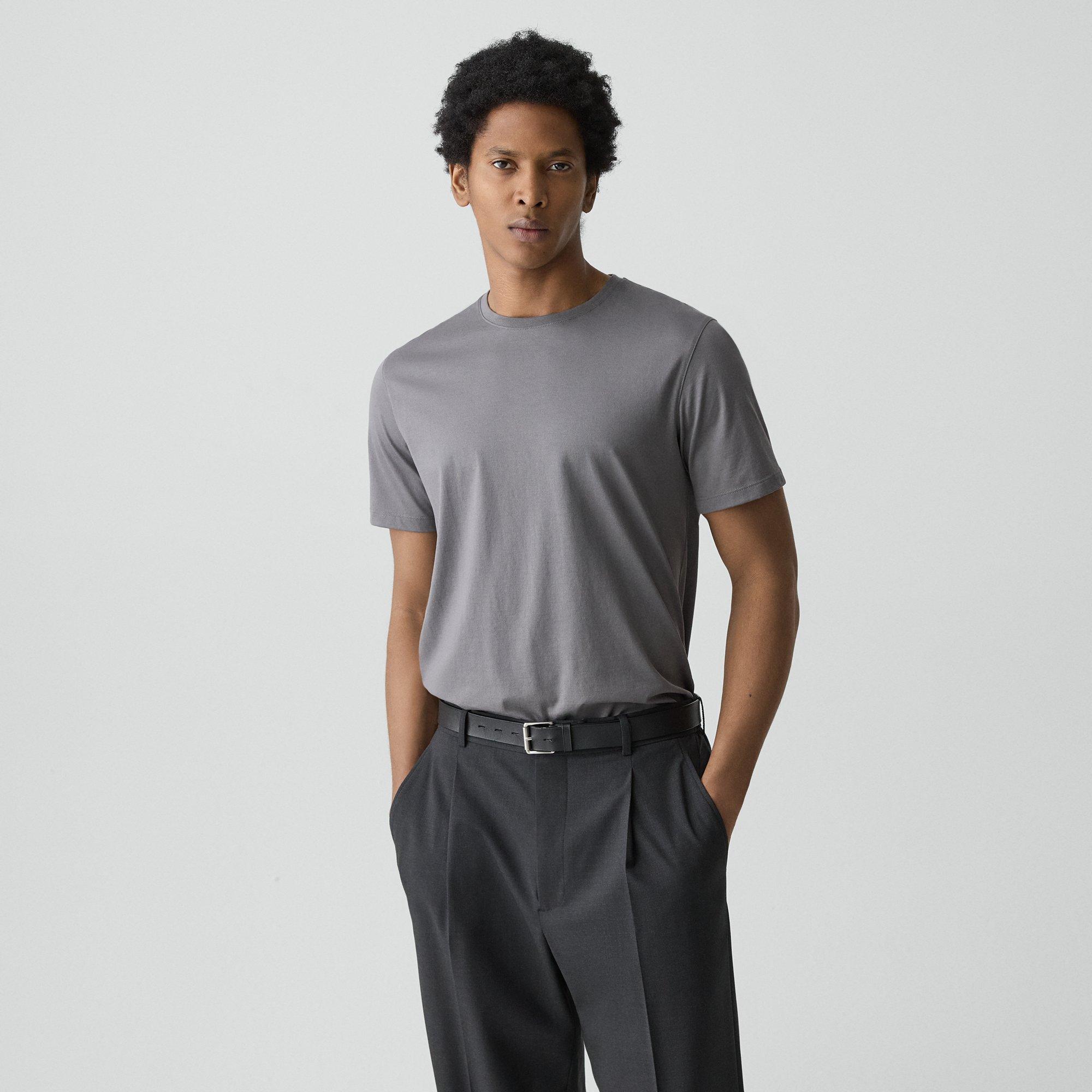Theory Precise Tee In Cotton Jersey In Gray