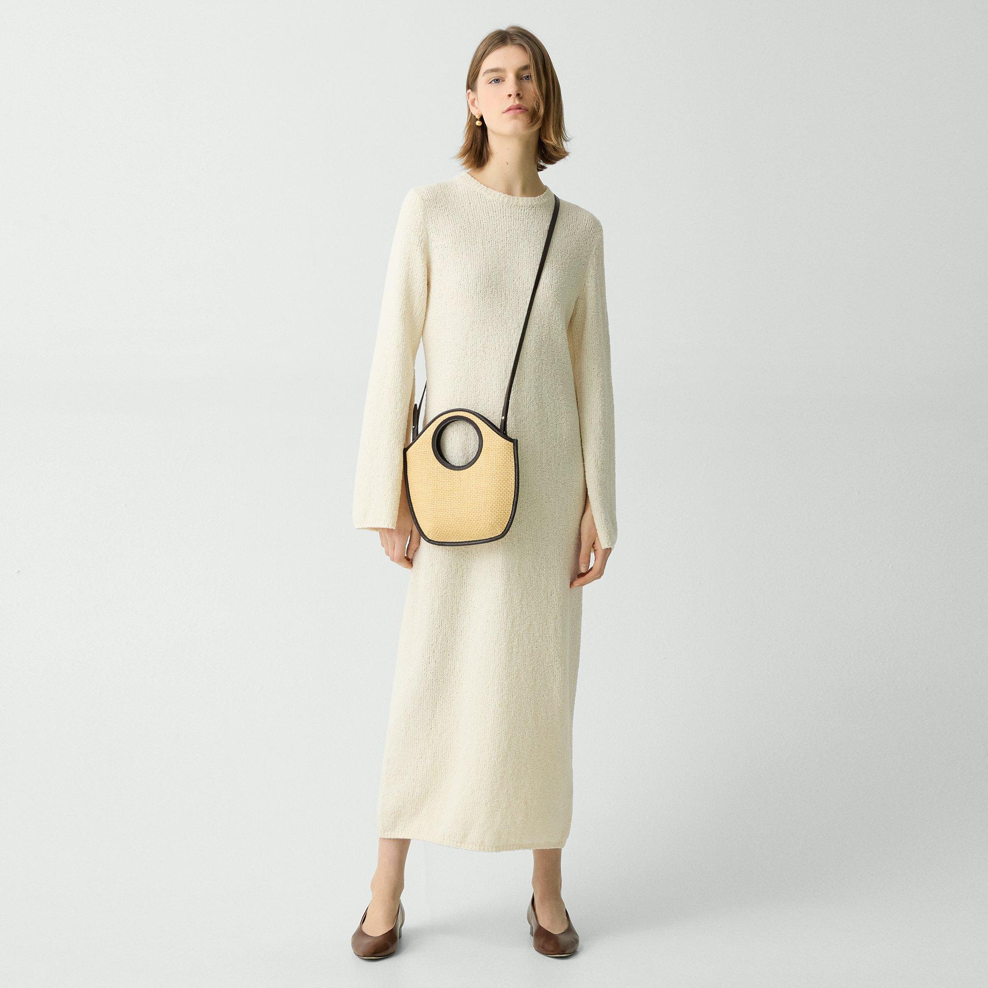 Theory Mini Circle Bag In Raffia In Natural