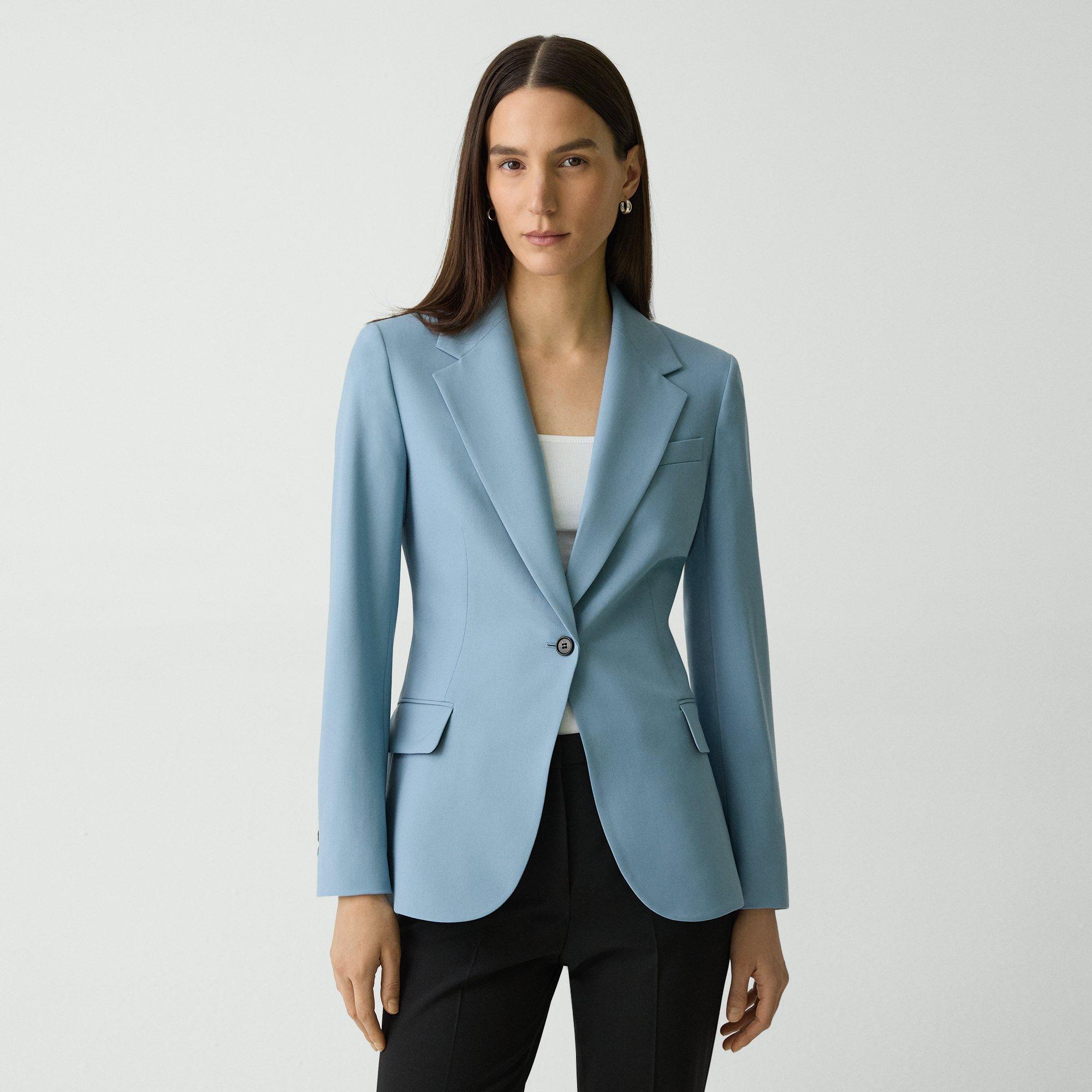 Theory Lynnia Blazer In Good Wool In Stone Blue