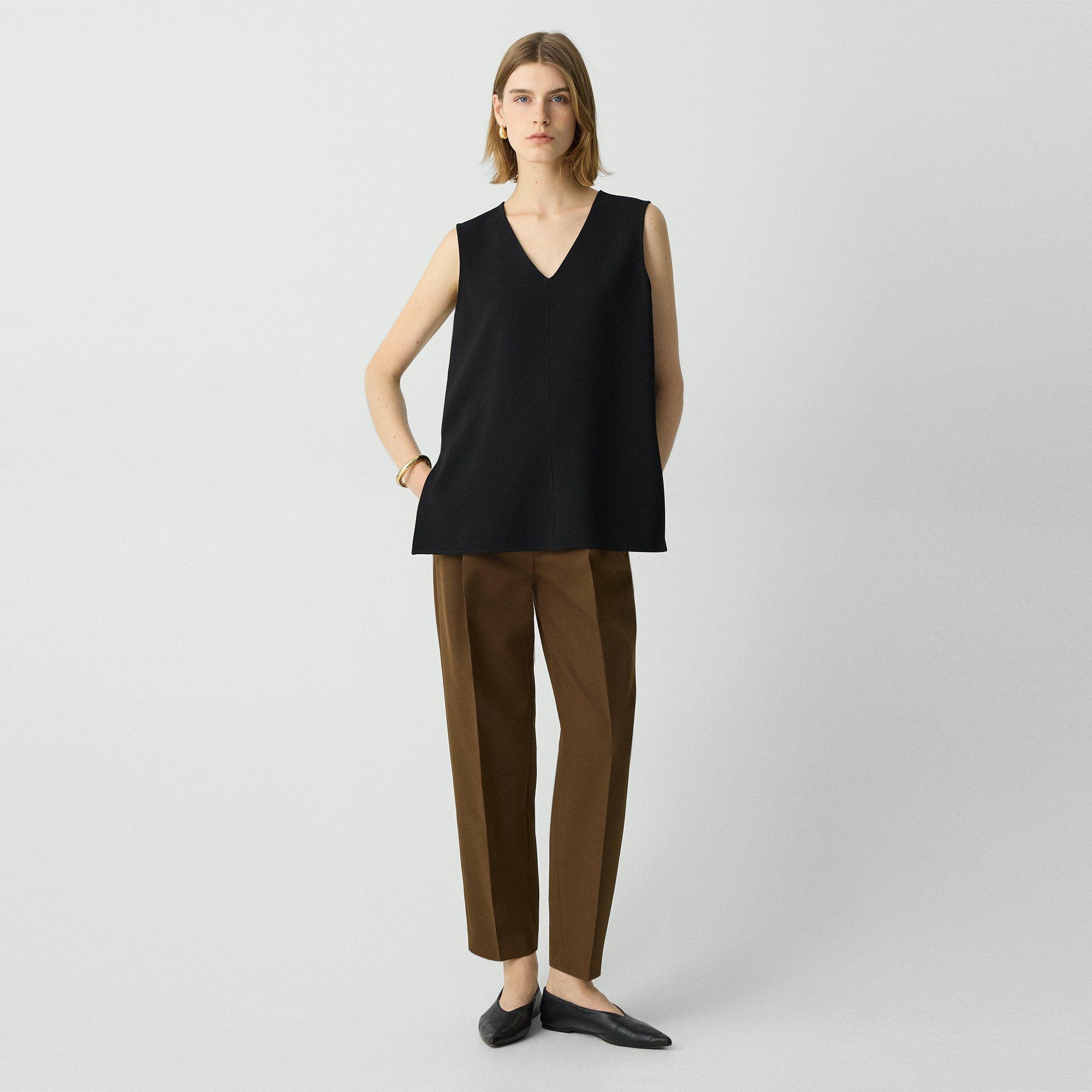 Theory Tapered High-rise Pant In Wool-blend In Clove