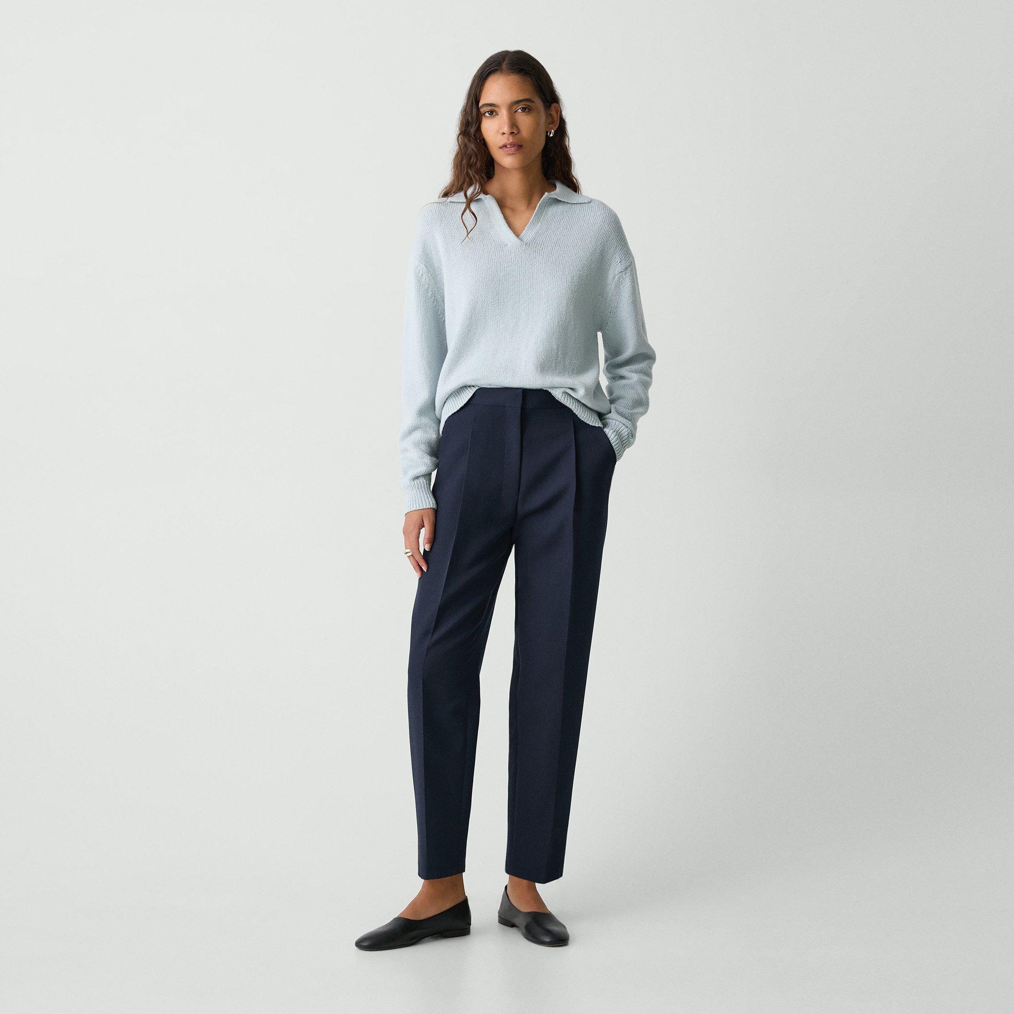 THEORY TAPERED HIGH-RISE PANT IN WOOL-BLEND 