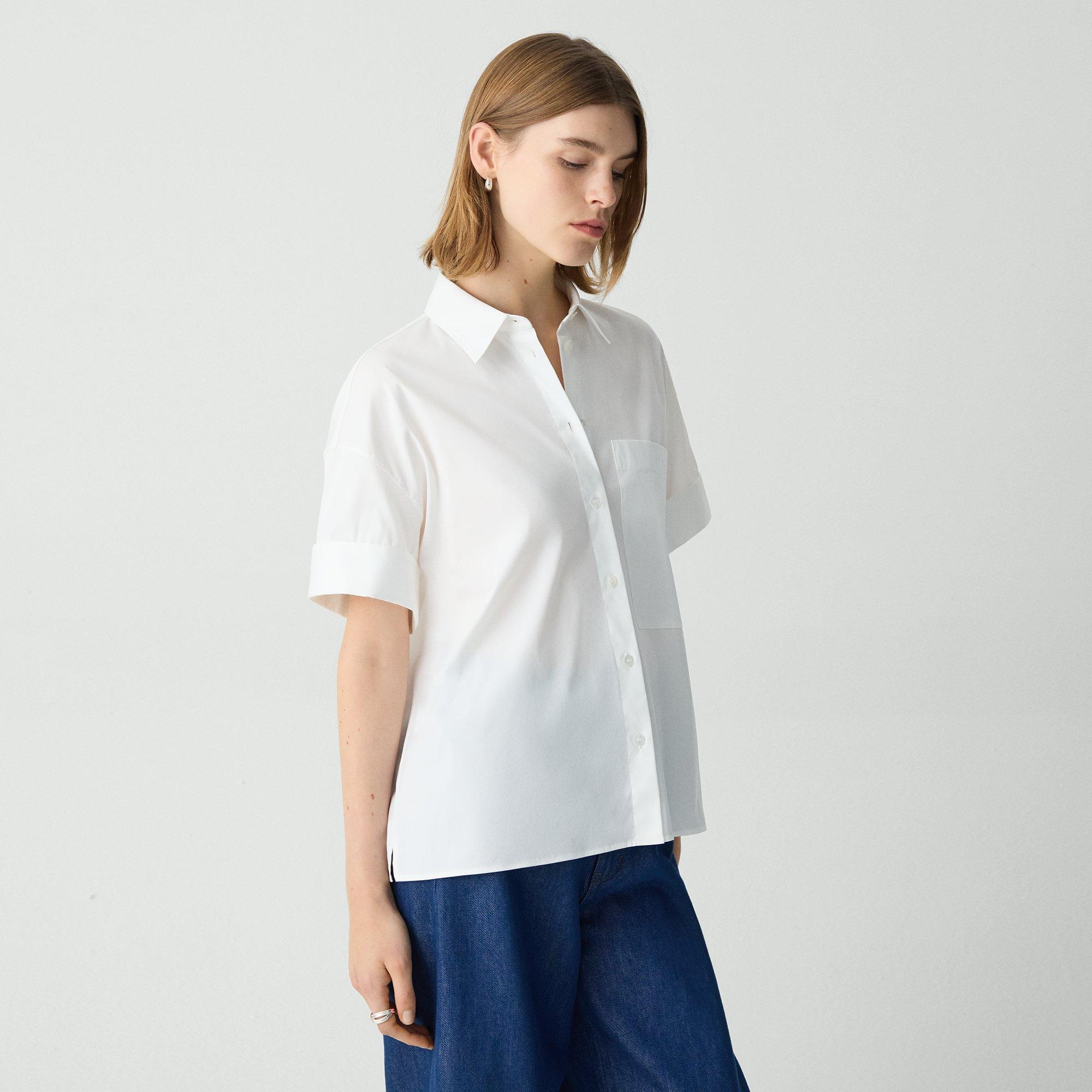Theory Patch Pocket Shirt In Good Cotton In White