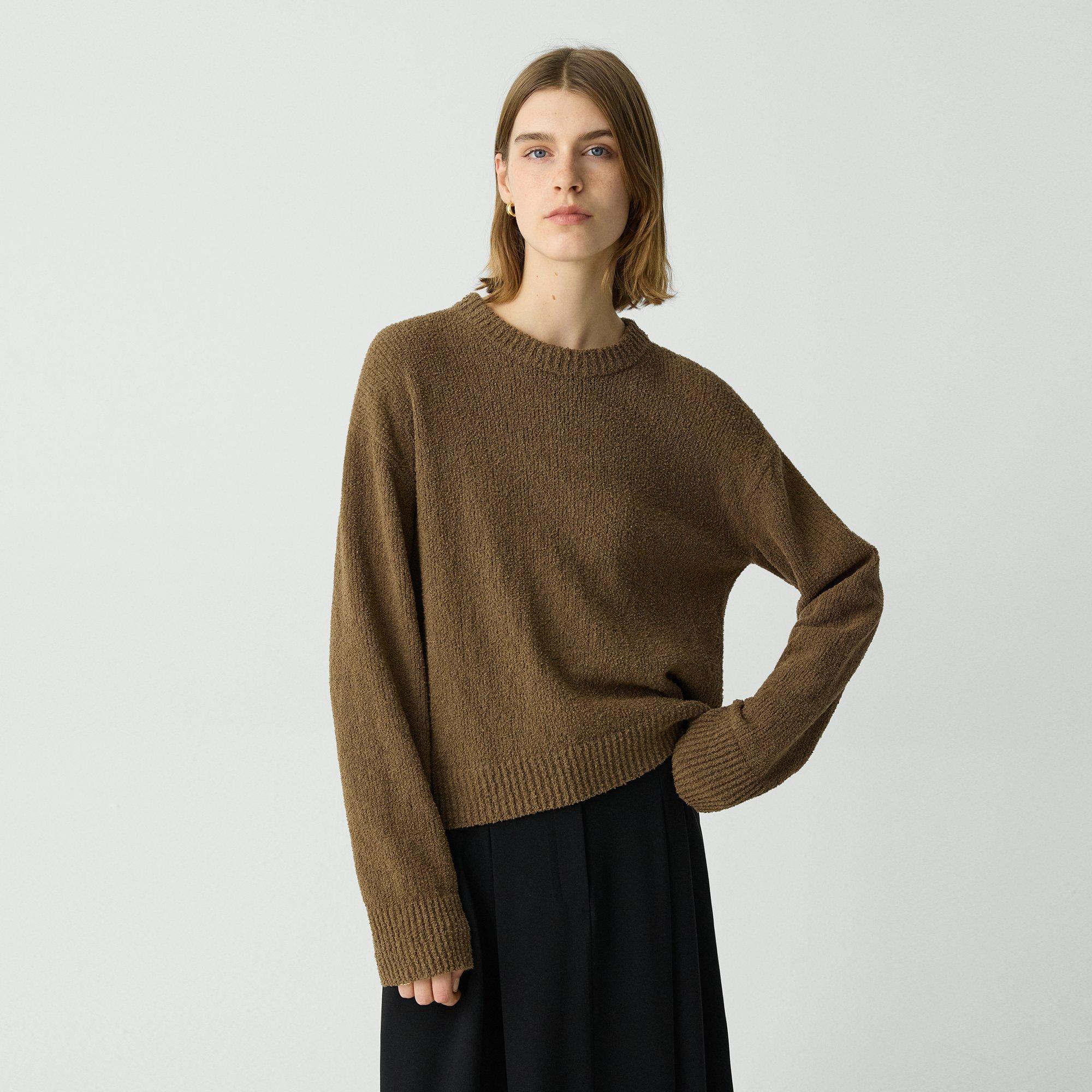 Theory Bouclé Sweatshirt In Cotton-blend In Clove