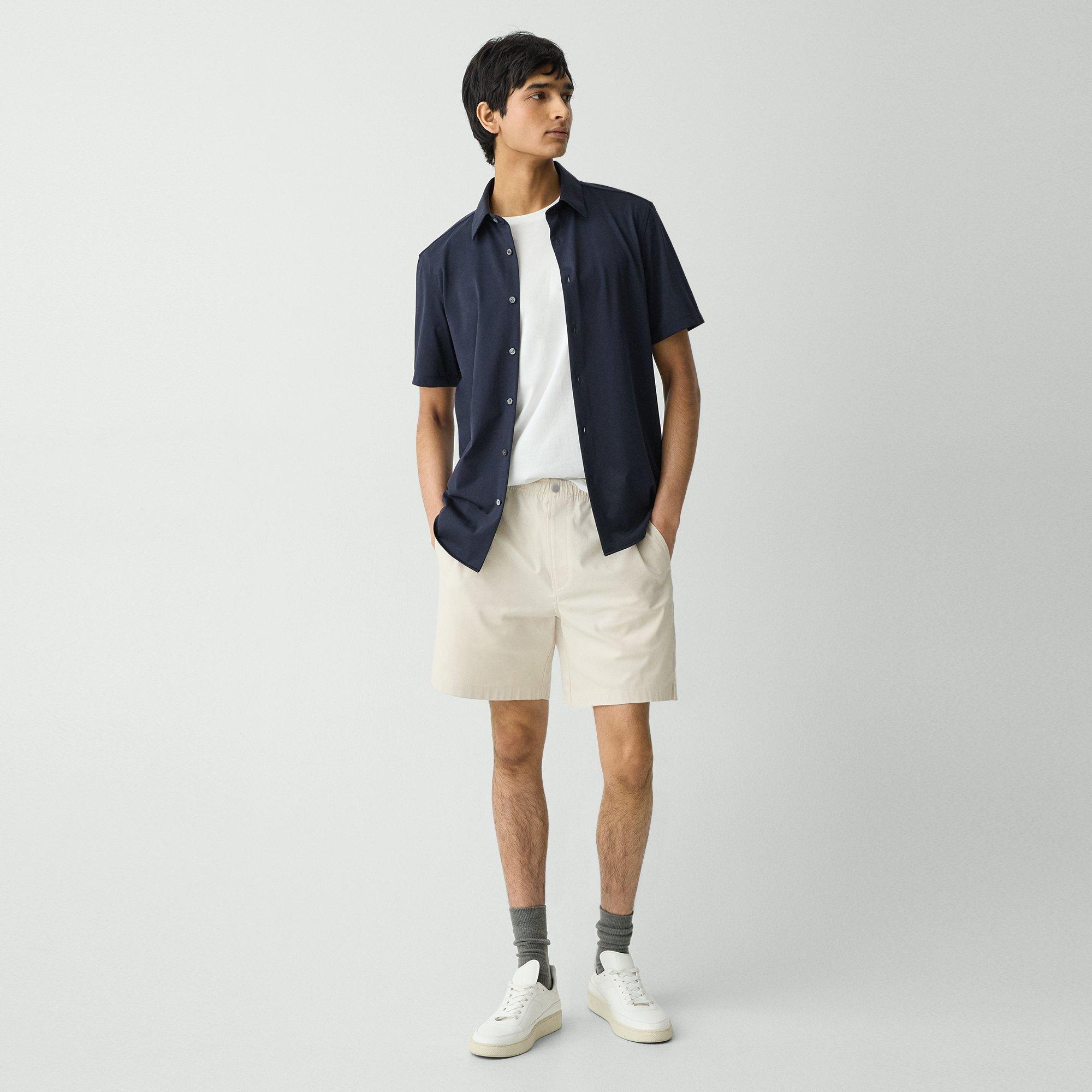 THEORY DRAWSTRING SHORT IN STRETCH COTTON CANVAS 