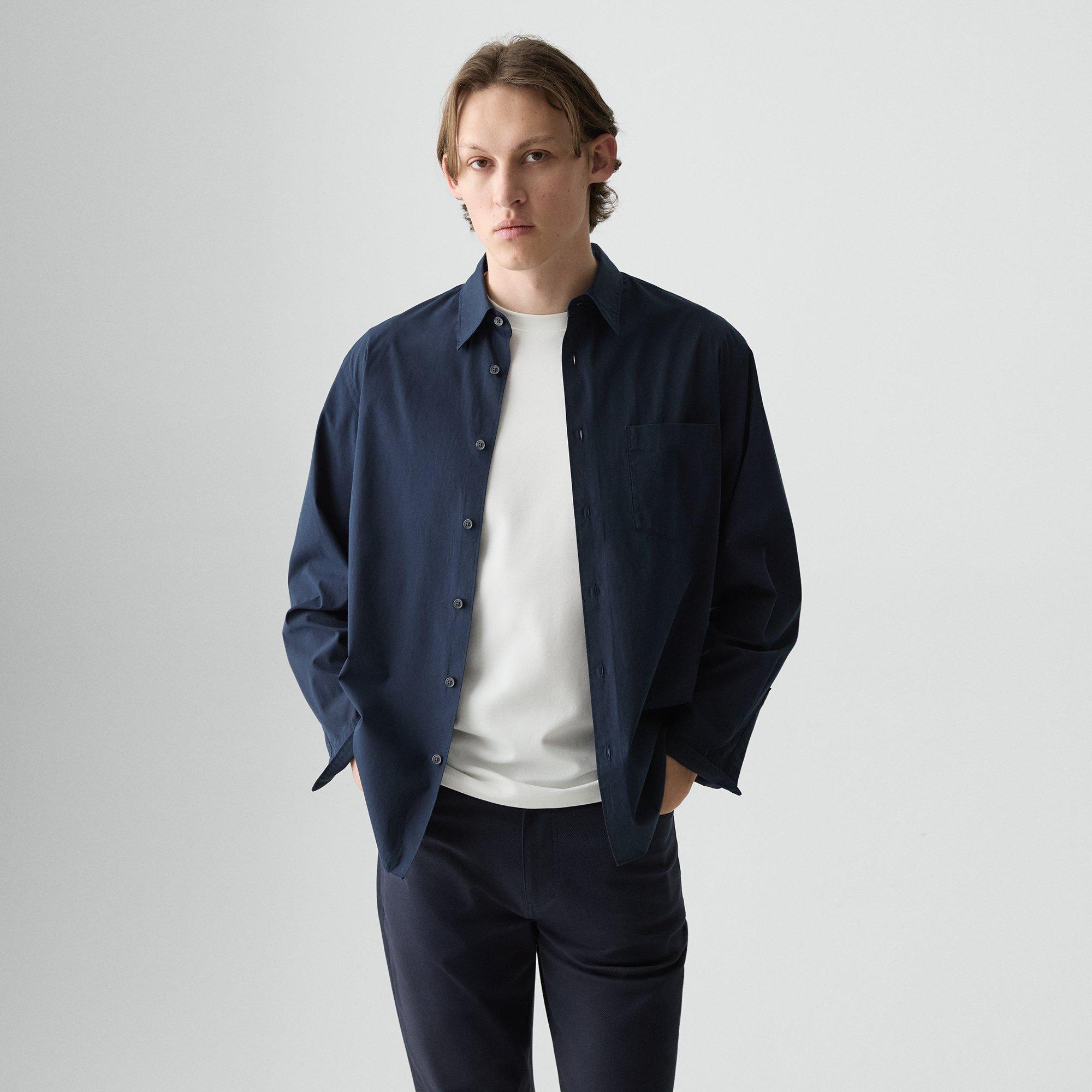 Theory Weekend Shirt In Cotton In Blue