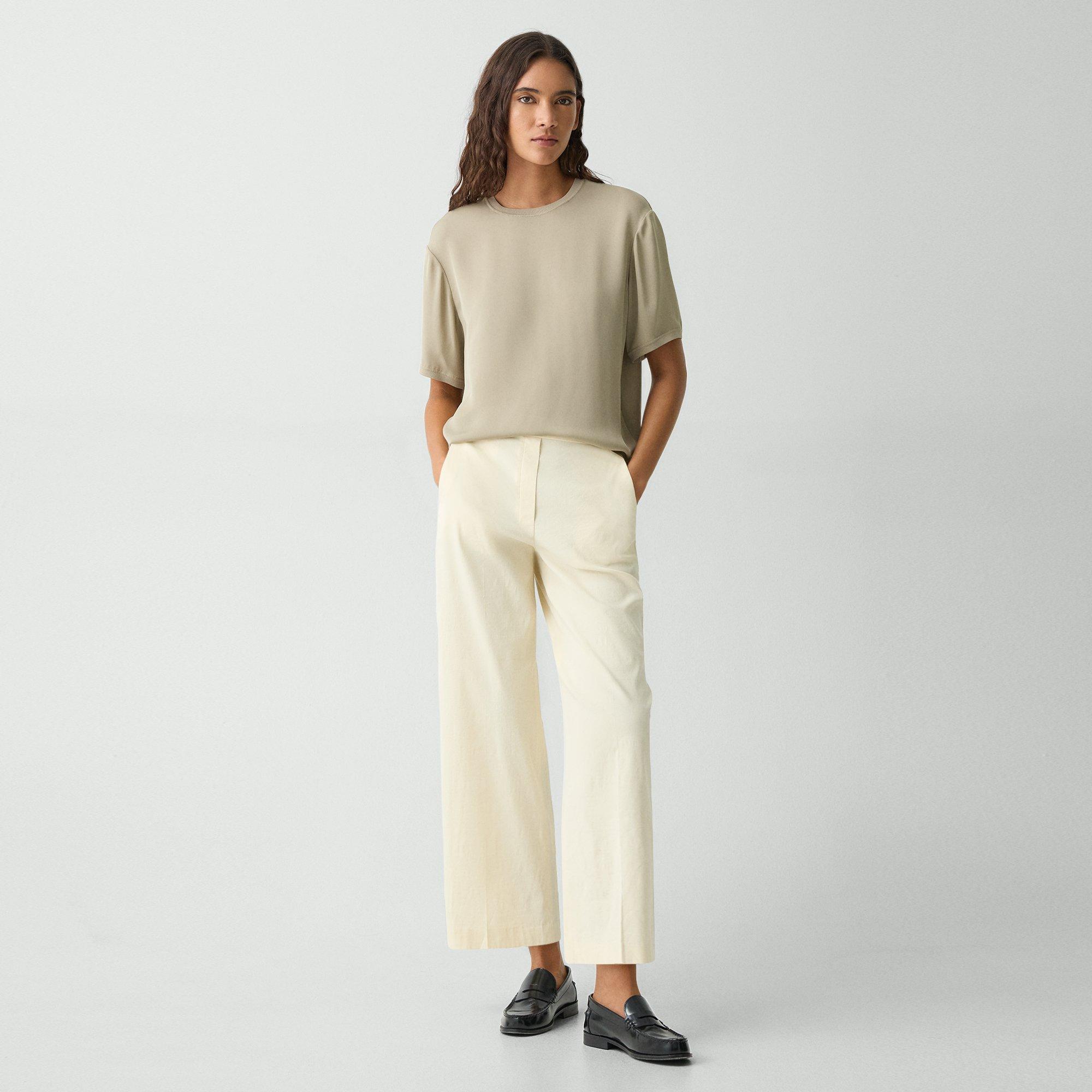 Theory Relaxed Pull-on Pant In Good Linen In Light Linen