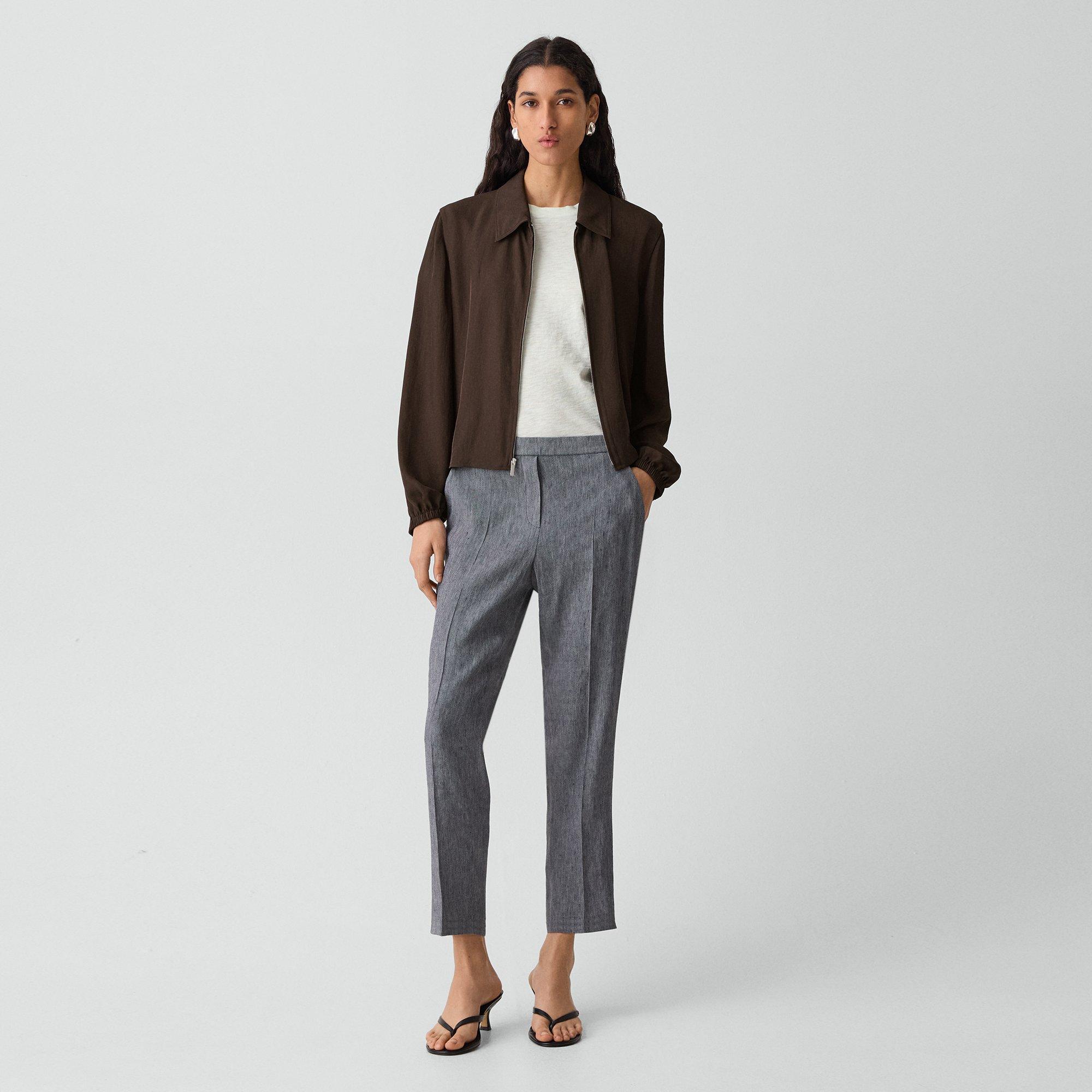 Theory Treeca Pull-on Pant In Fluid Linen In Gray