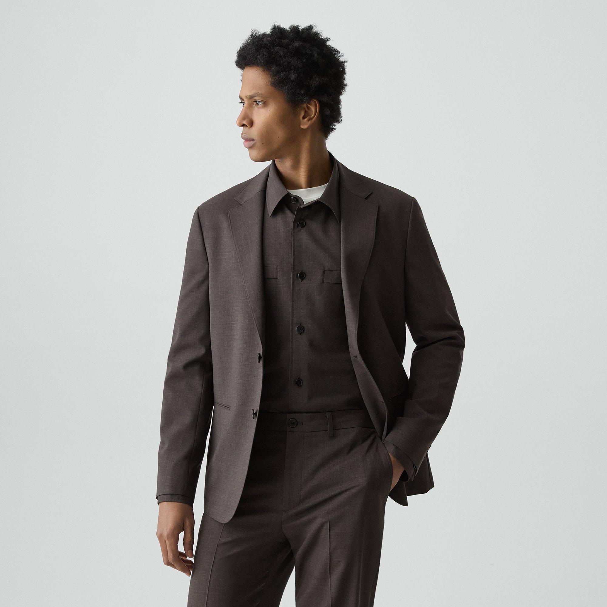 Theory Clinton Blazer In Motion Wool In Brown