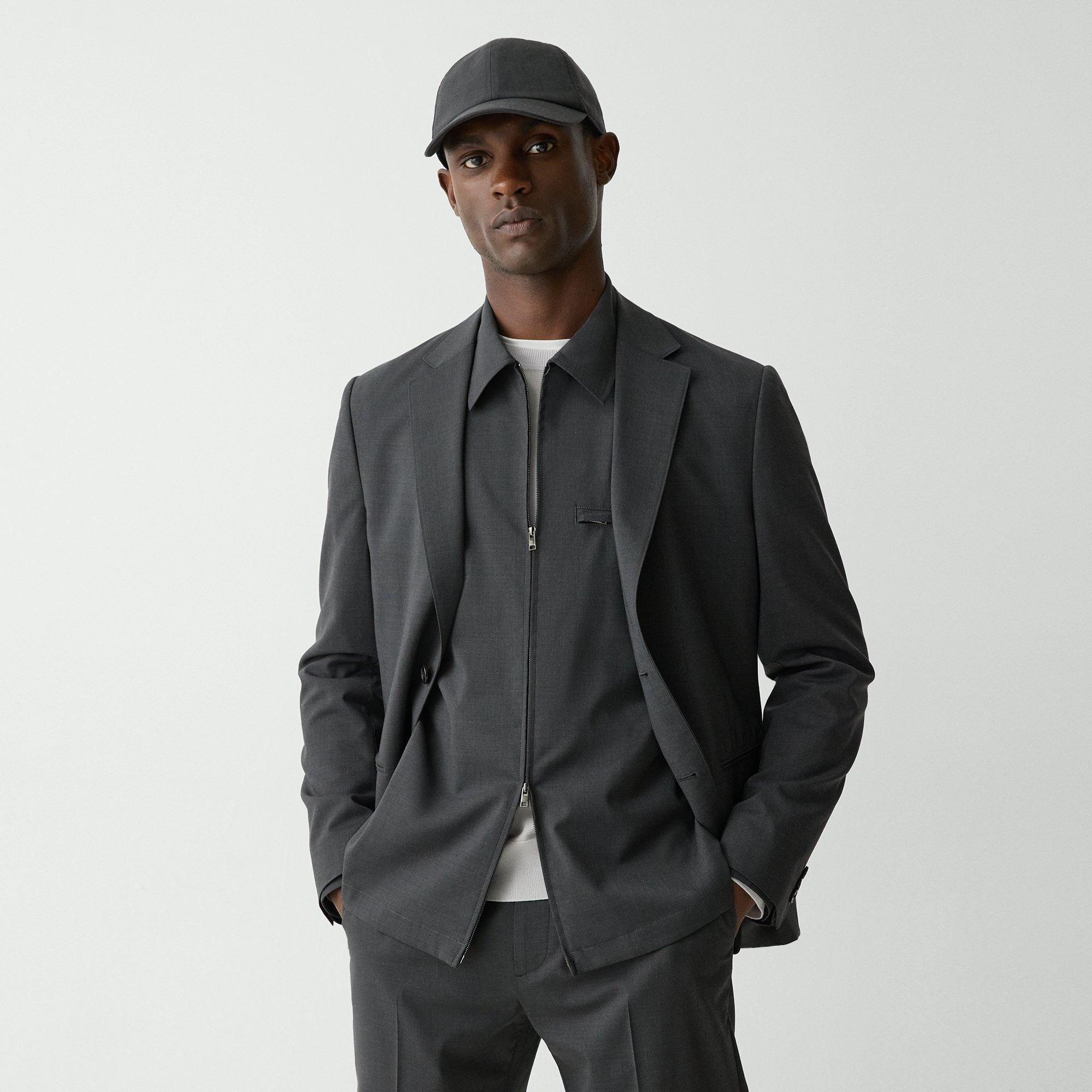 Theory Clinton Blazer In Motion Wool In Gray