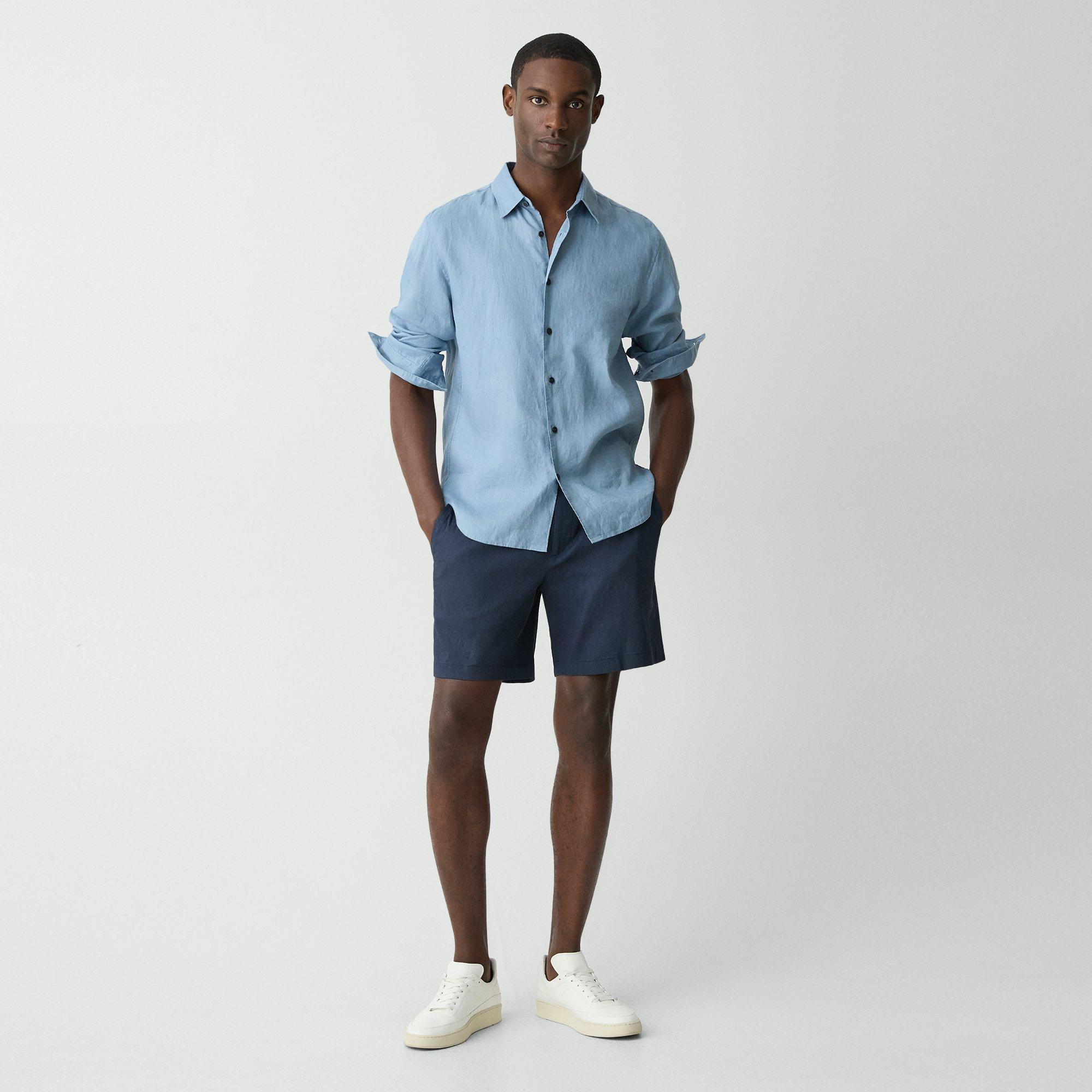 Theory Curtis Drawstring Short In Good Linen In Eclipse