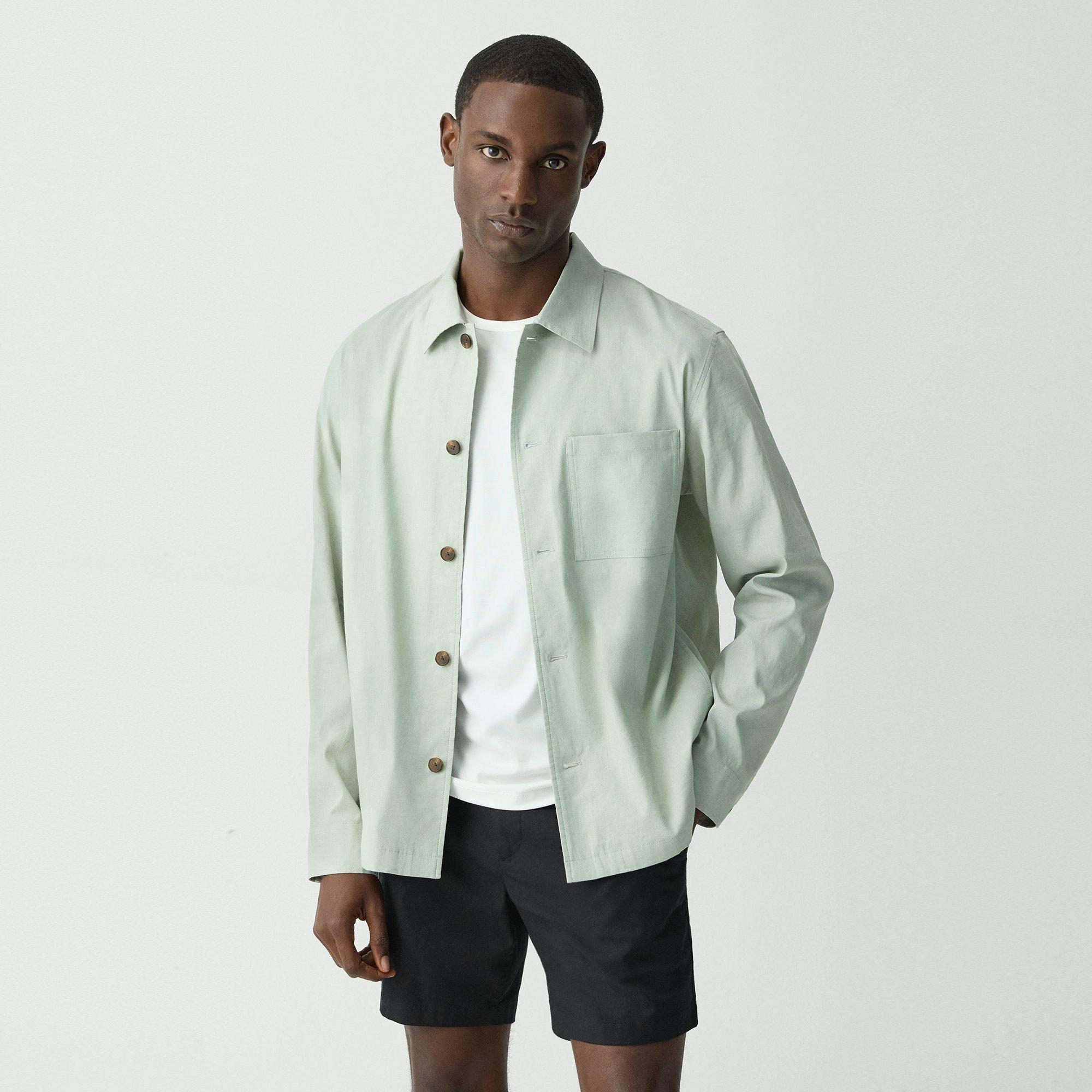 Theory Overshirt In Good Linen In Green