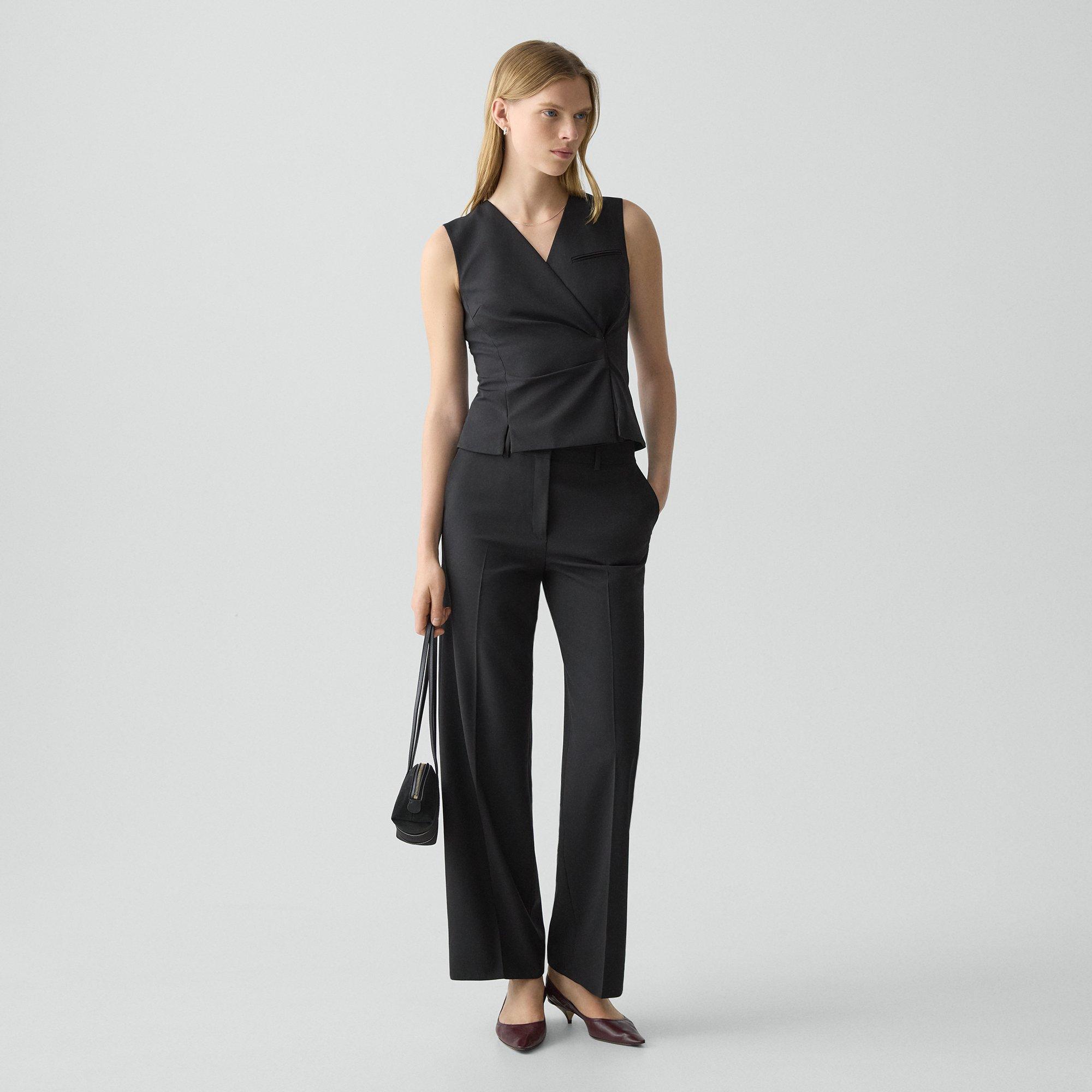 Theory Classic Straight Pant In Good Wool In Black