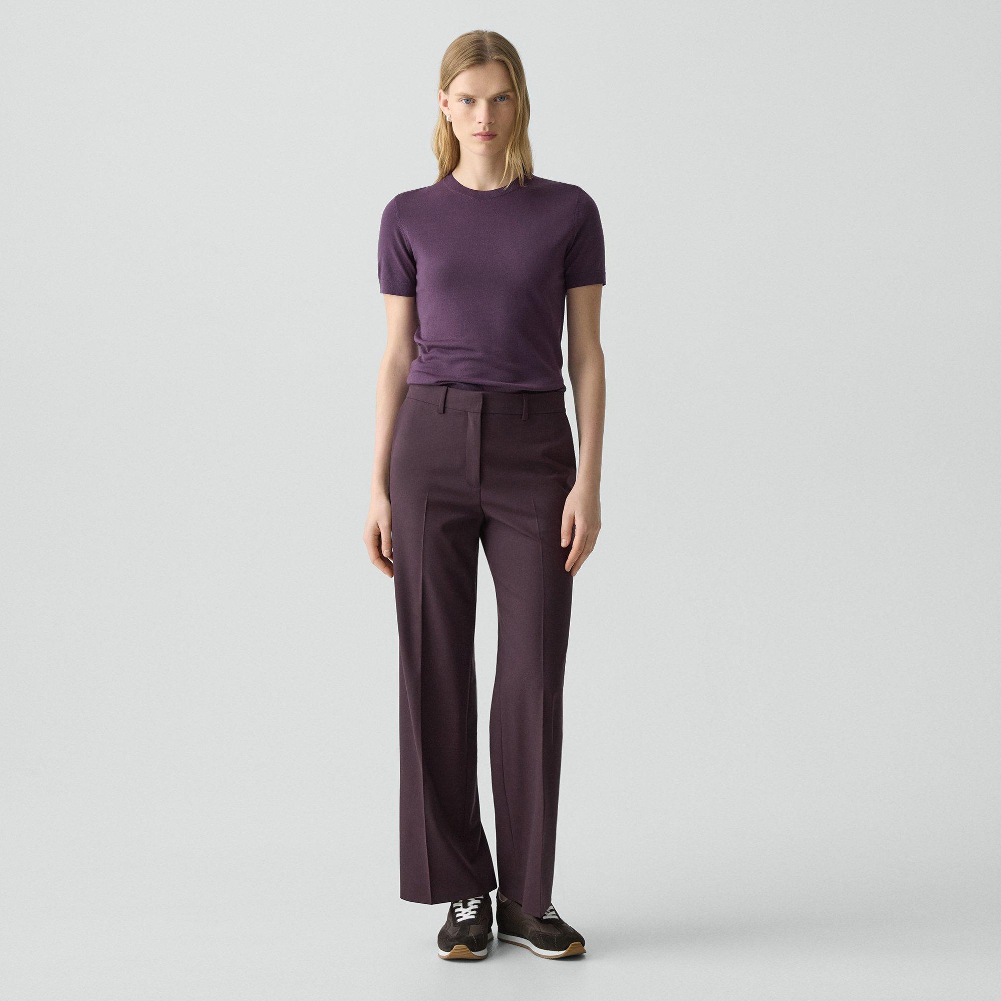 Theory Classic Straight Pant In Good Wool In Purple