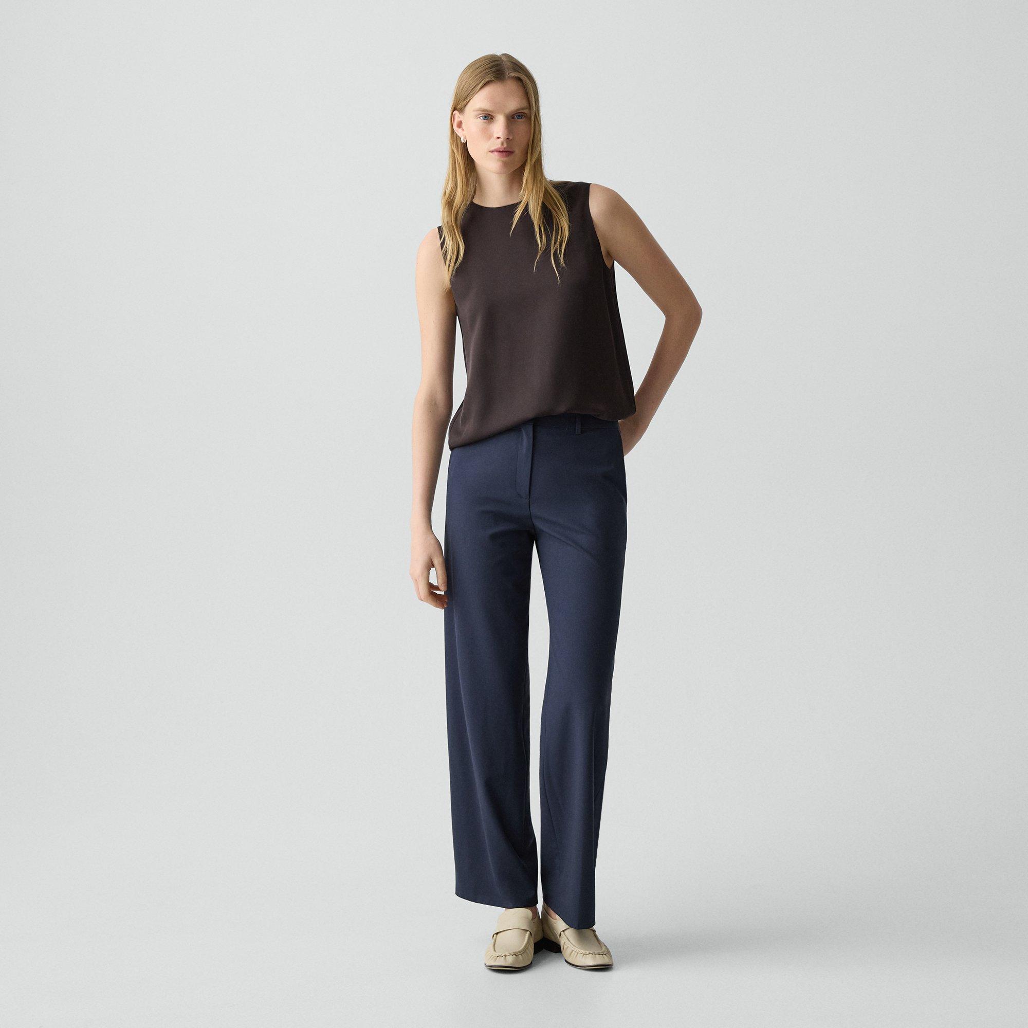 Theory Classic Straight Pant In Brushed Chino In Blue