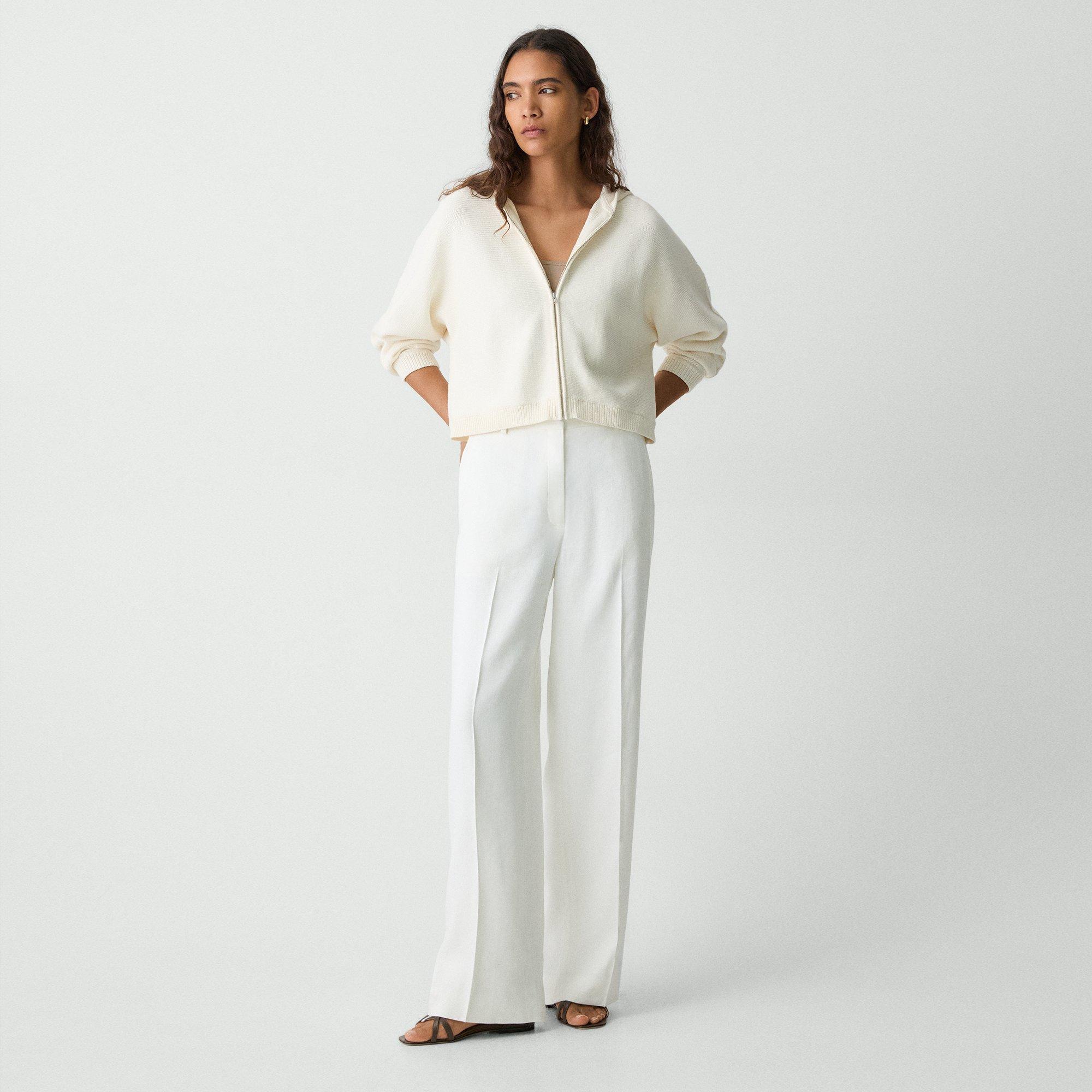 Theory Straight Pant In Linen-viscose In Ivory