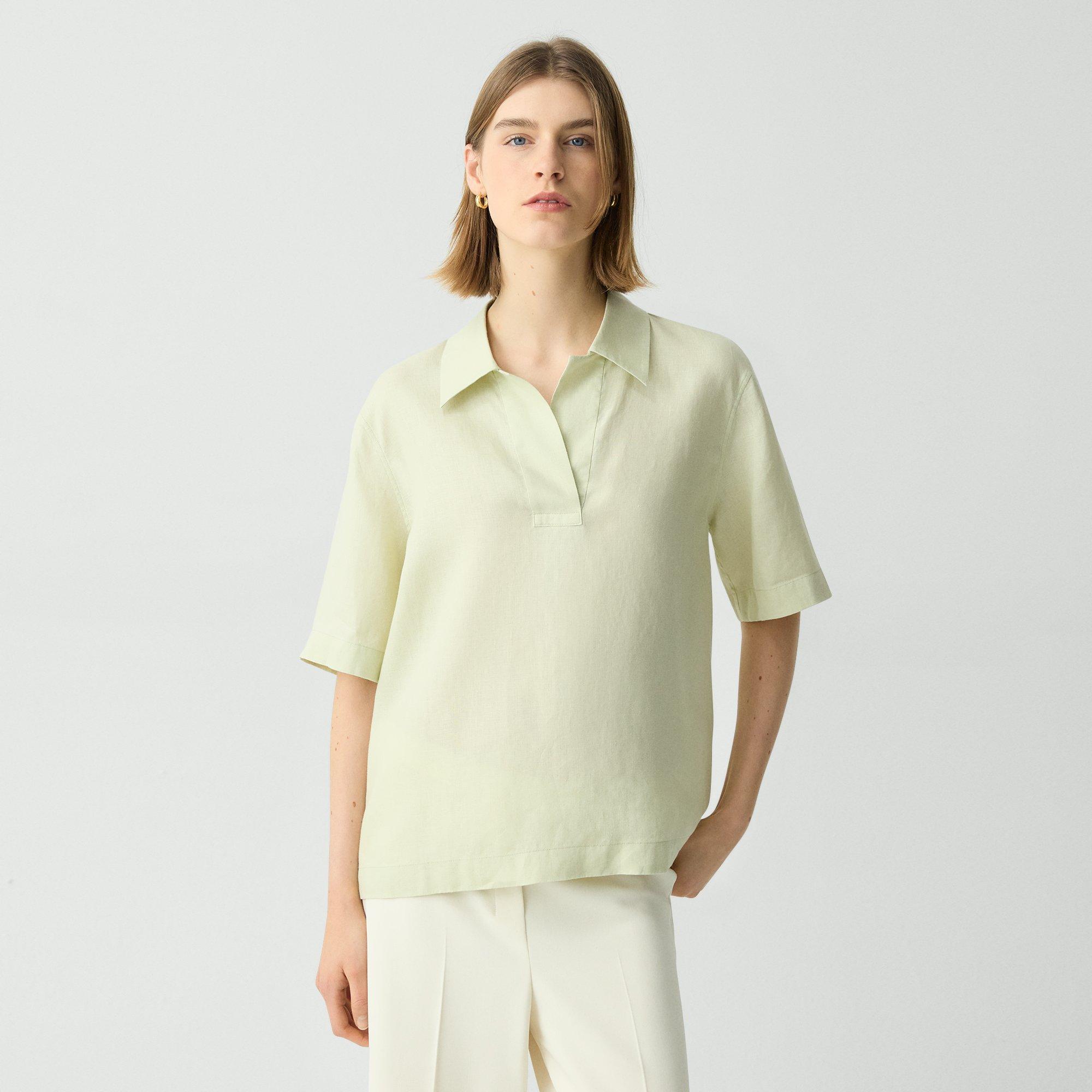 Theory Polo Shirt In Relaxed Linen