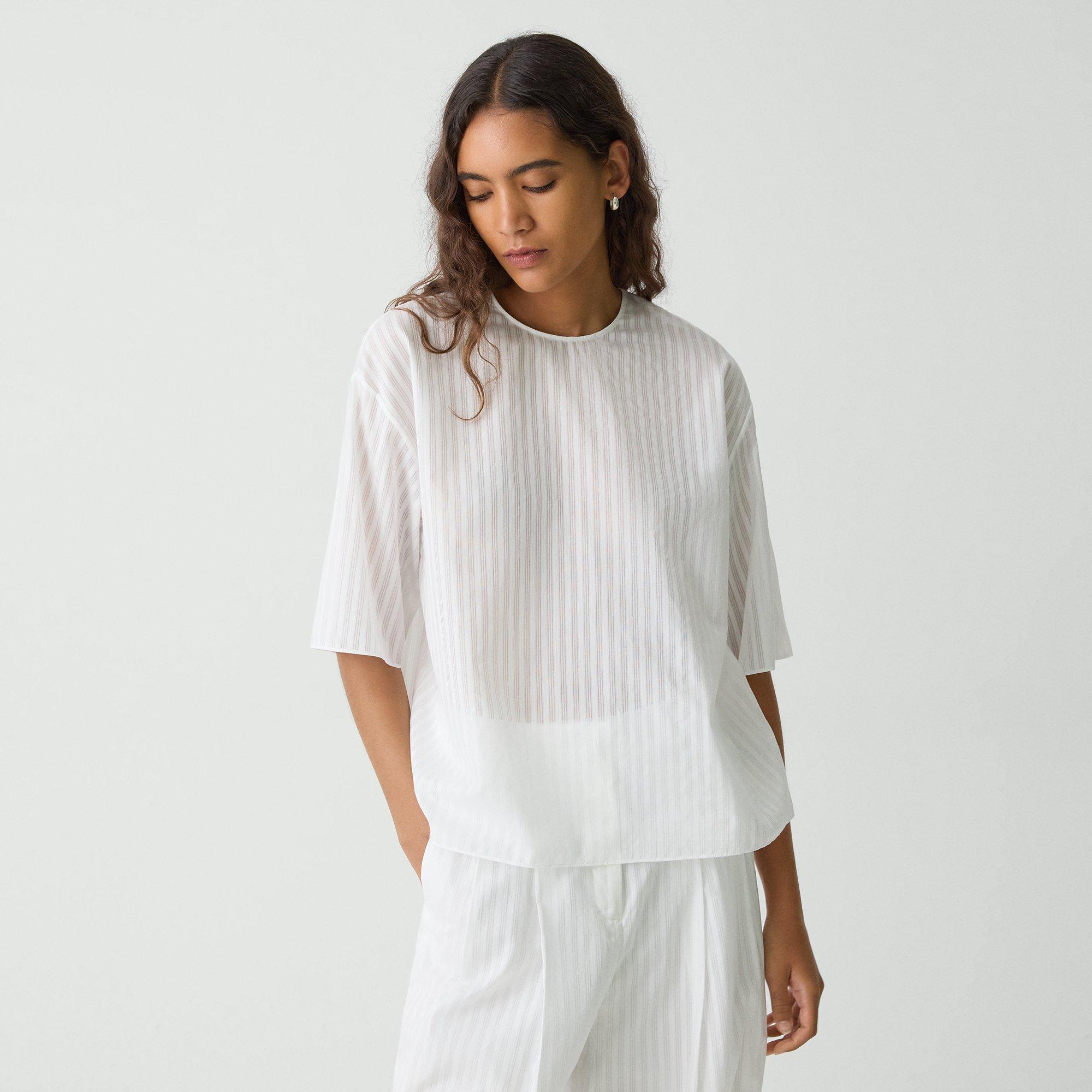 Theory Boxy Tee In Linear Cotton