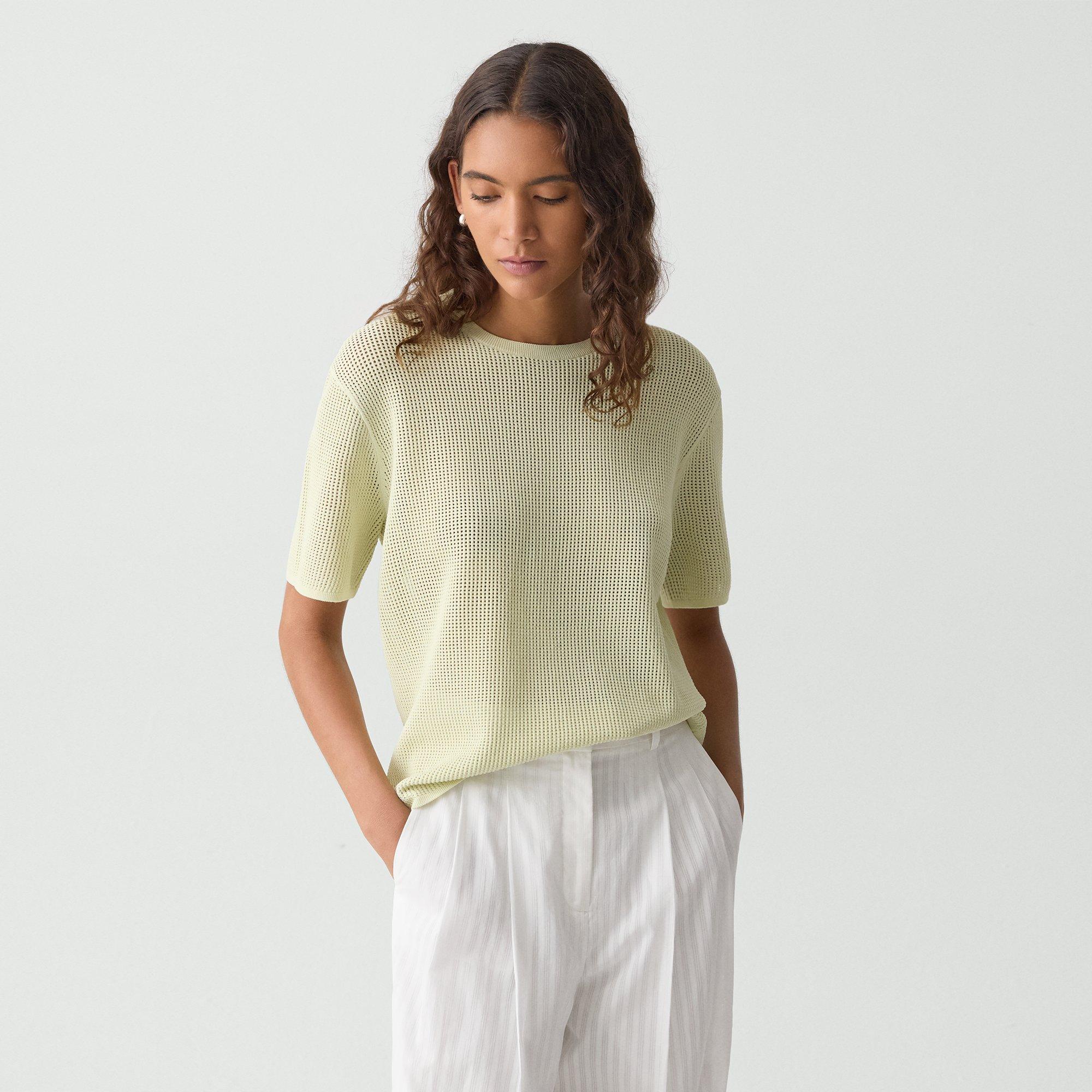 Theory Pointelle Tee In Crepe Knit