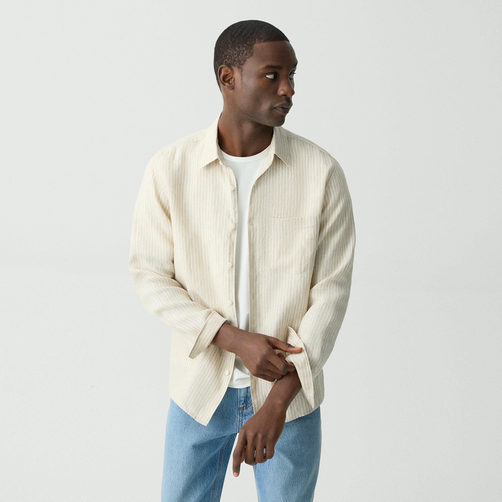 Theory Irving Shirt In Striped Linen