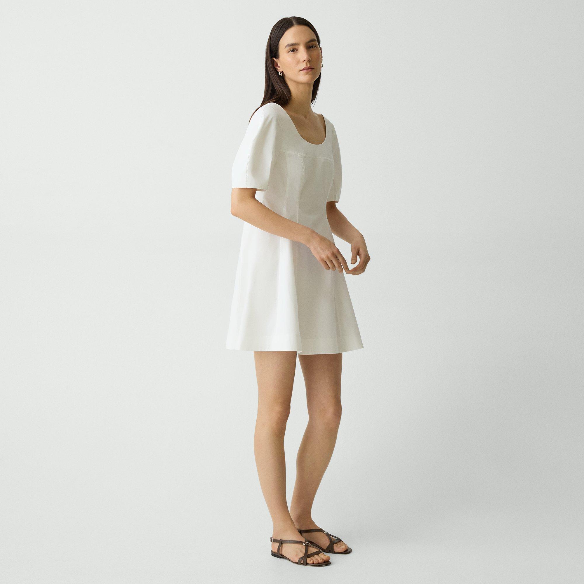 Theory Puff Sleeve Mini Dress In City Poplin