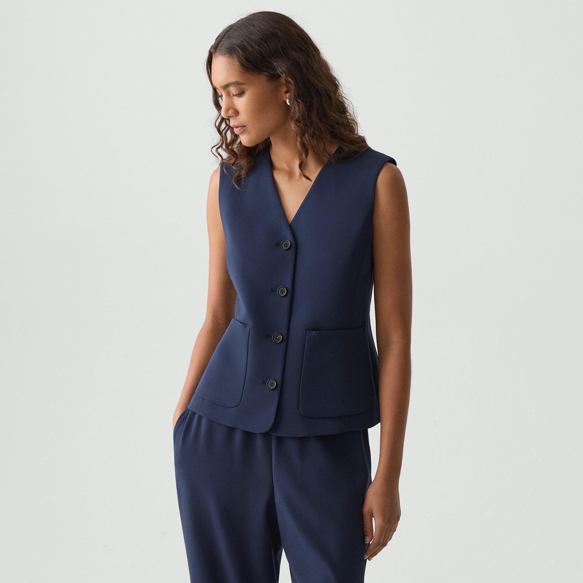 THEORY ZIG ZAG VEST IN SATIN CREPE 