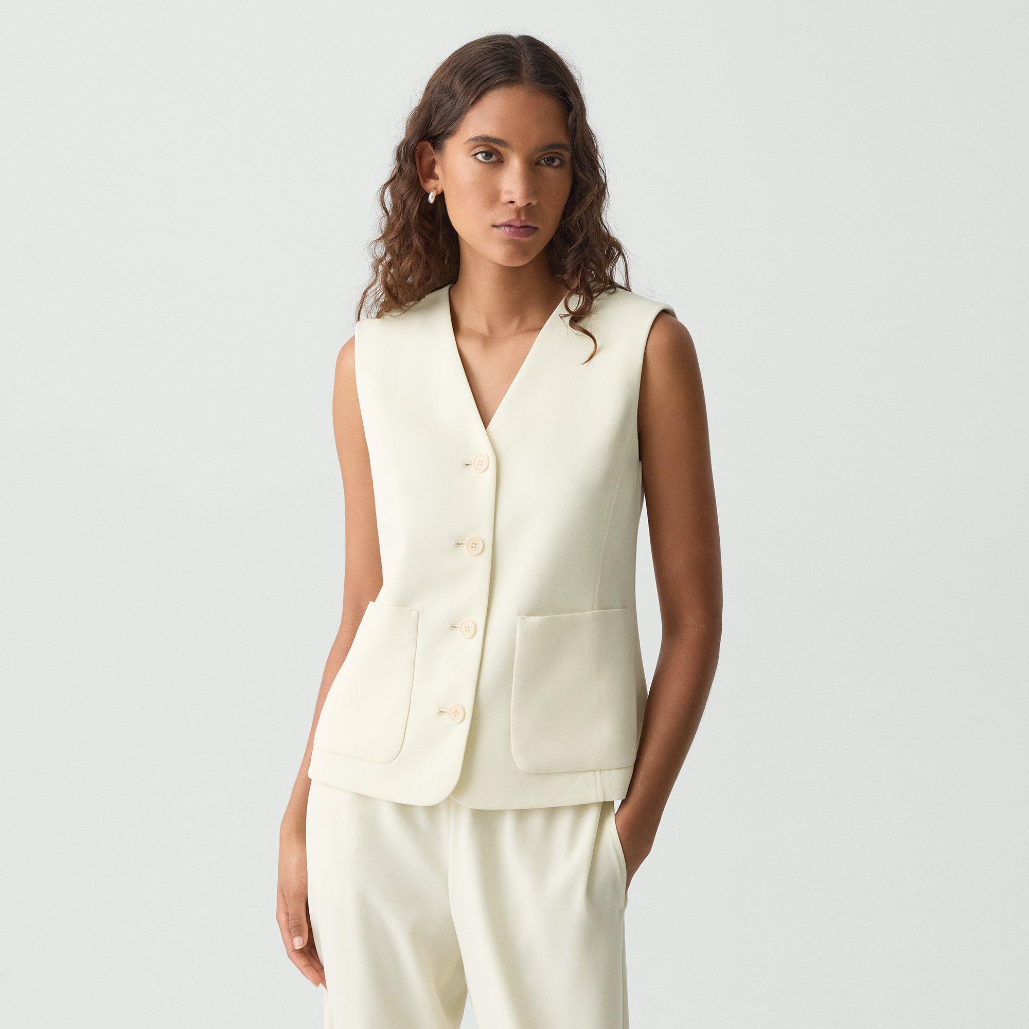 THEORY ZIG ZAG VEST IN SATIN CREPE 