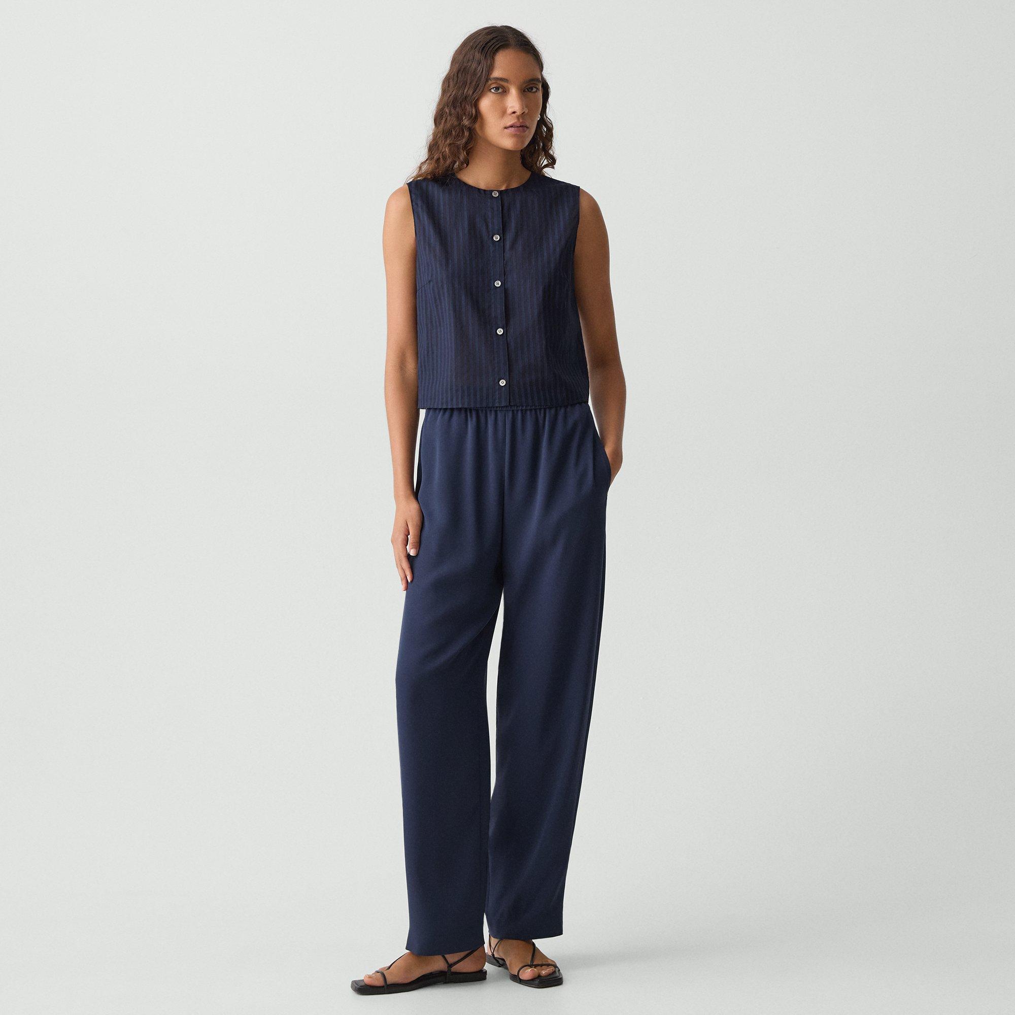 THEORY RELAXED PULL-ON PANT IN SATIN CREPE 