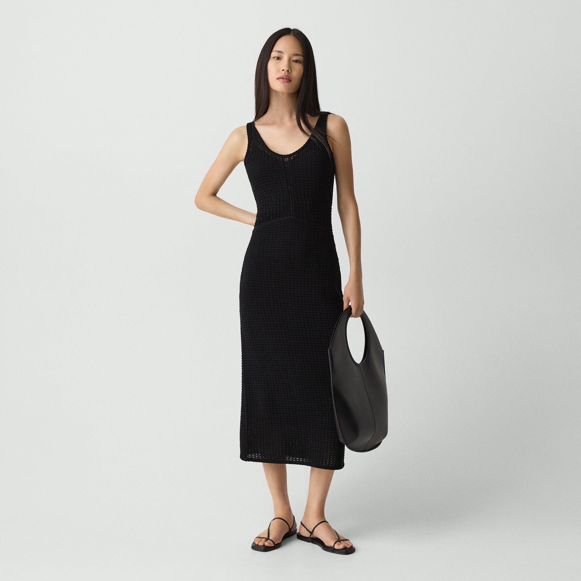 Theory Stitched Midi Dress In Sheen Cotton