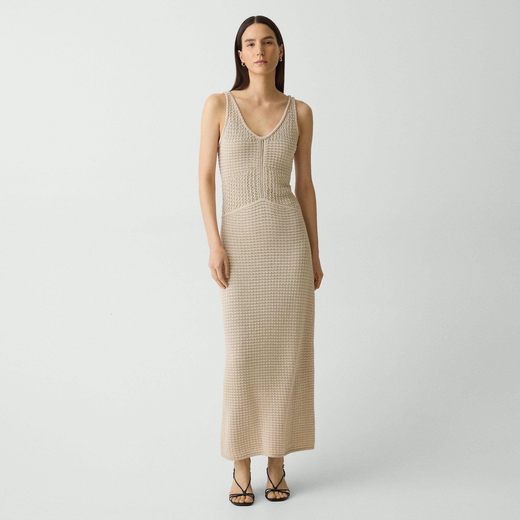 Theory Stitched Midi Dress In Sheen Cotton