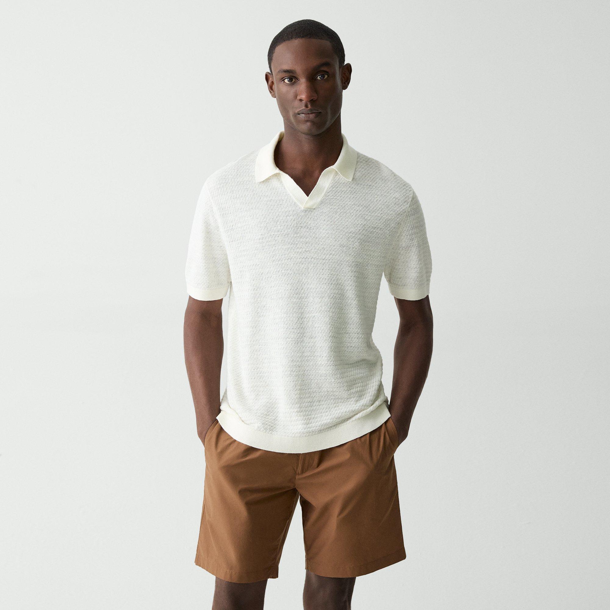 Theory Brenan Polo Shirt In Pacific Linen In White