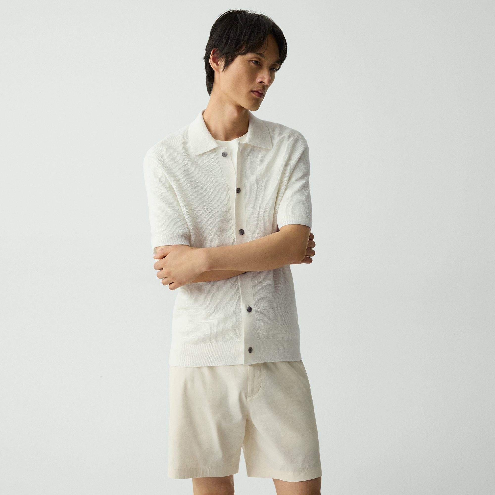 Theory Short-sleeve Button-up Shirt In Pacific Linen