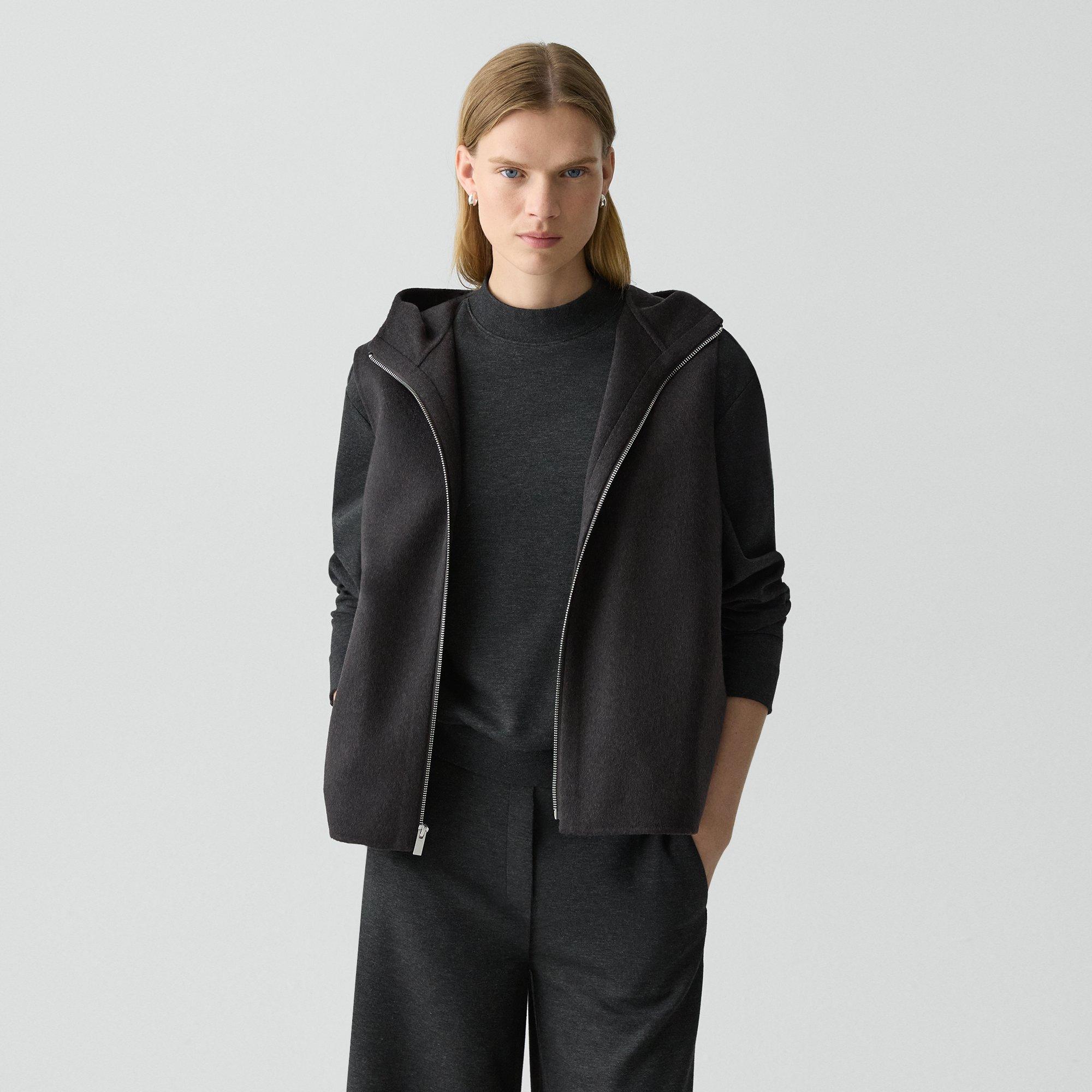 Theory Hooded Vest In Double-face Wool-cashmere In Brown