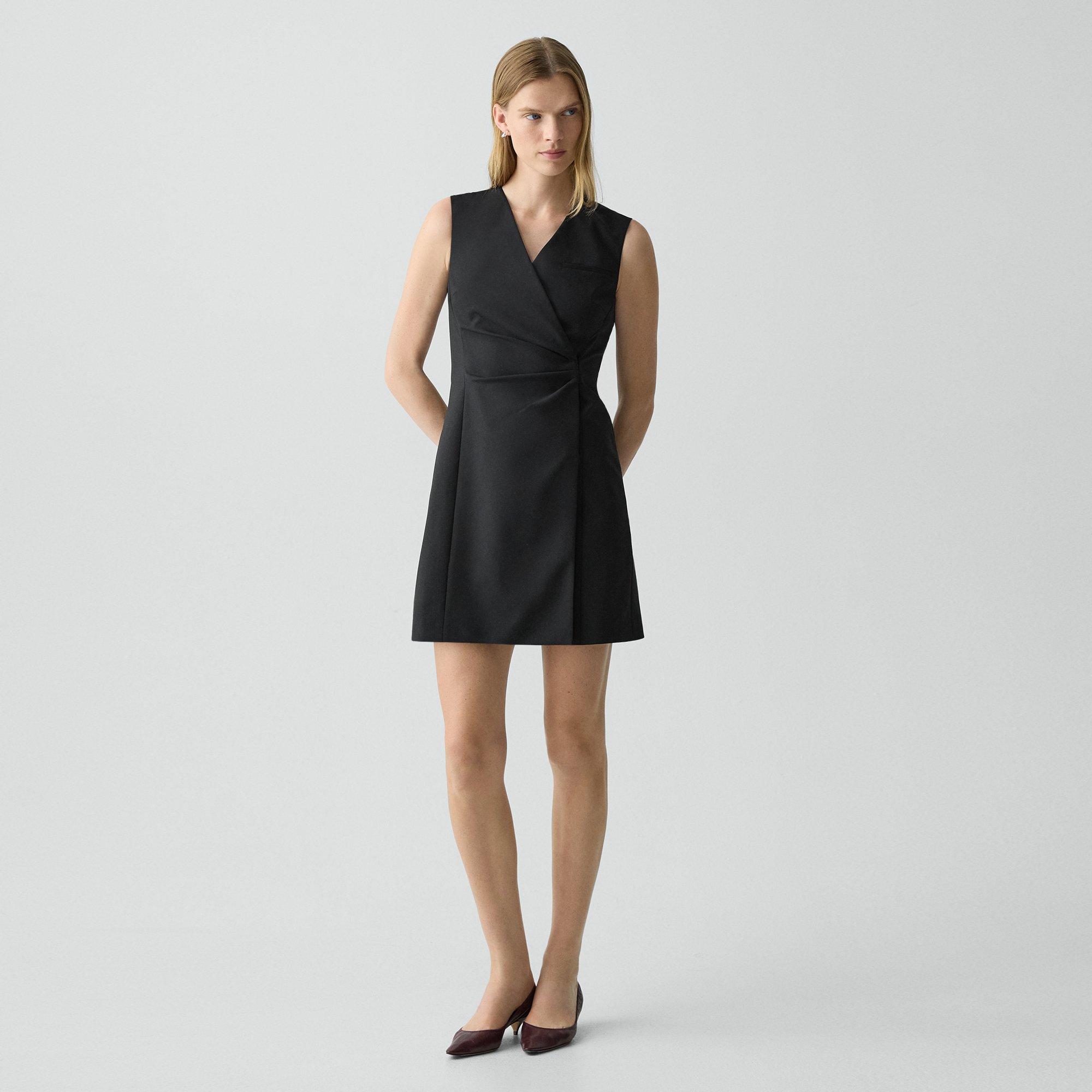 Theory Wrap Blazer Dress In Stretch Wool In Black