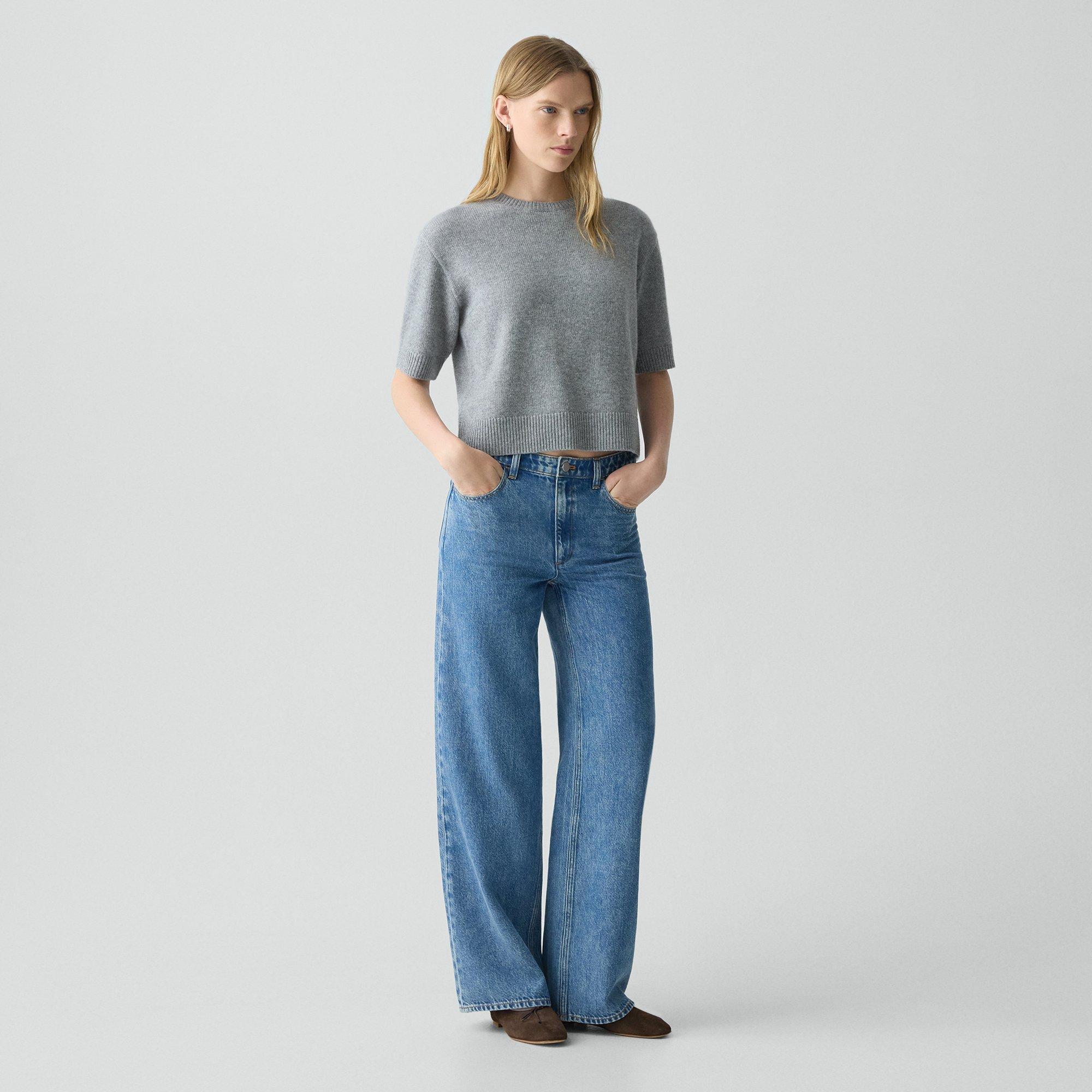 Theory Straight-leg Five-pocket Pant In Relaxed Denim In Blue