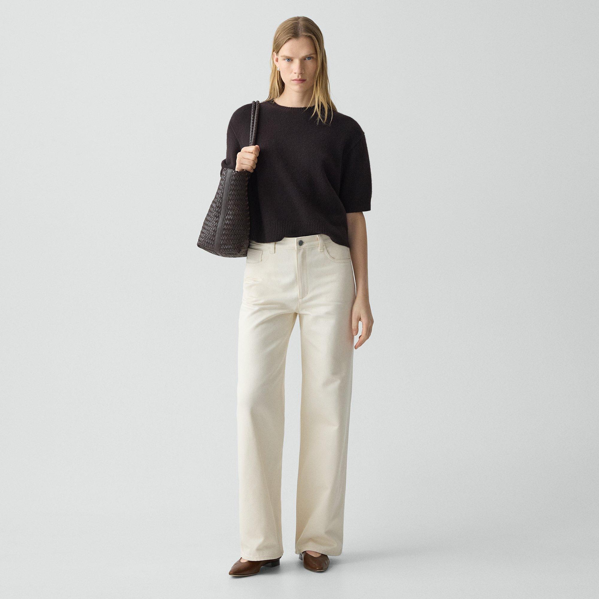 Theory Straight-leg Five-pocket Pant In Denim In Sand