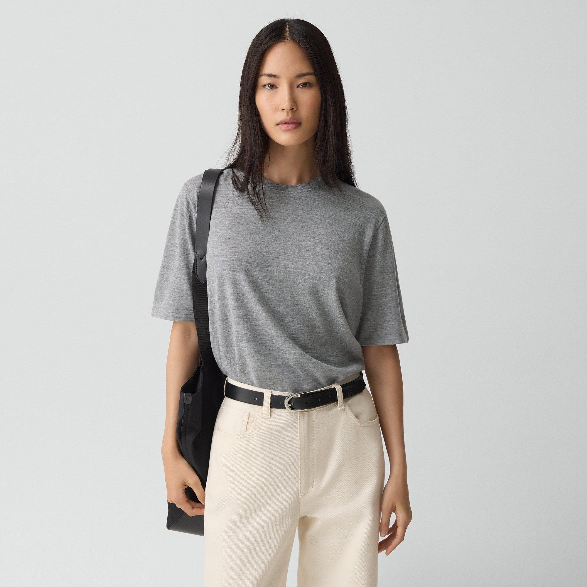 Theory Boyfriend Tee In Regal Wool In Gray